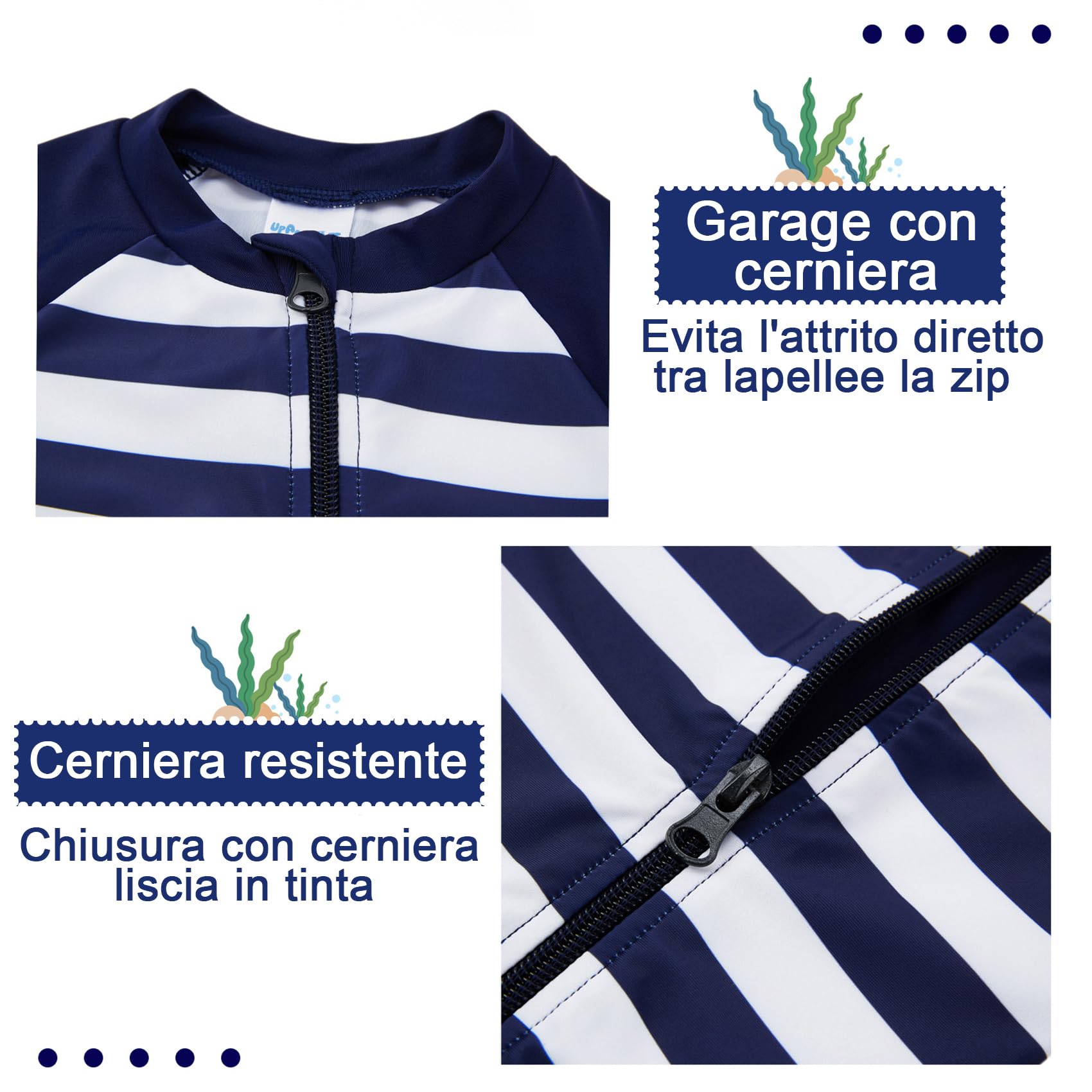 Costume da Bagno per Bambino/Ragazza con Protezione Solare UPF 50+ Costume da Sole a Manica Lunga con Cerniera Completa per Neonato (3-36 Mesi)