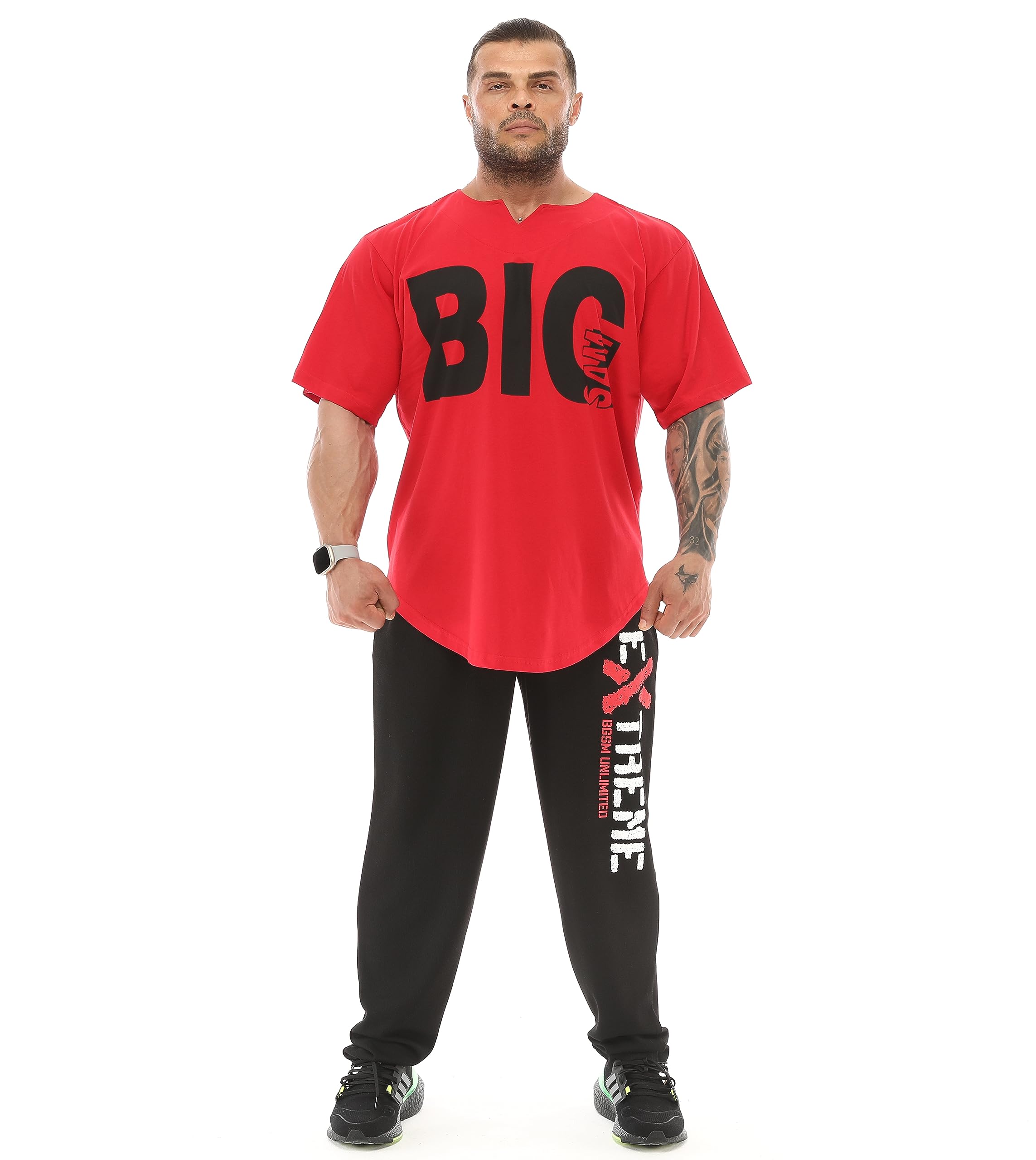 Herren Oversize T-Shirt Dünner Stoff 100% Baumwolle Rag Top Gym T-Shirt