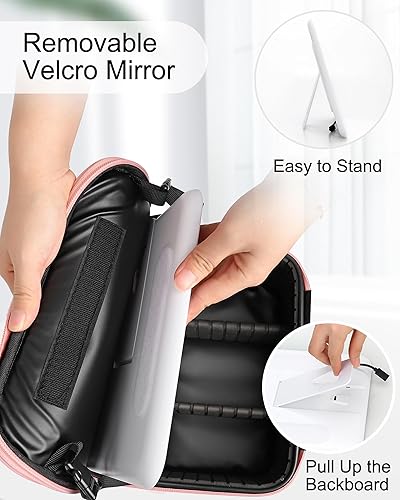 Miniatura 2 de Bolsa organizadora de maquillaje, estuche de maquillaje de viaje Relave, bolsa de maquillaje de 2 capas, estuche grande para cosméticos portátil con