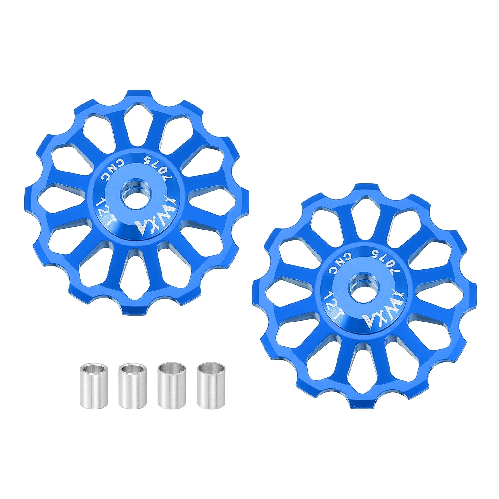 sourcing map 2 Set Bicycle Rear Derailleur Pulley 12T Ceramic Bearing Wheel Aluminum Alloy Guide Roller Wheels for 8/9/10/11 Speed Transmission System Road Bike Mountain Bike MTB BMX, Blue