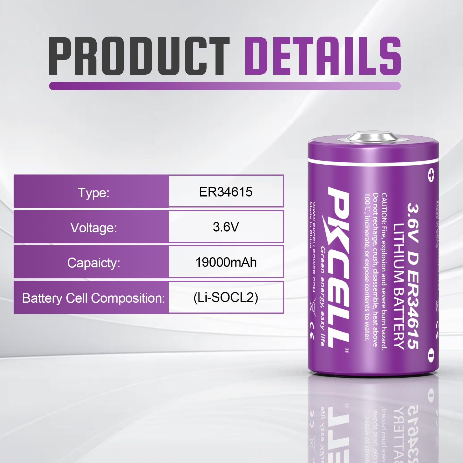 Amazon.com: PKCELL 8 Pack ER34615 Battery 19000mAh ER34615 D Cell