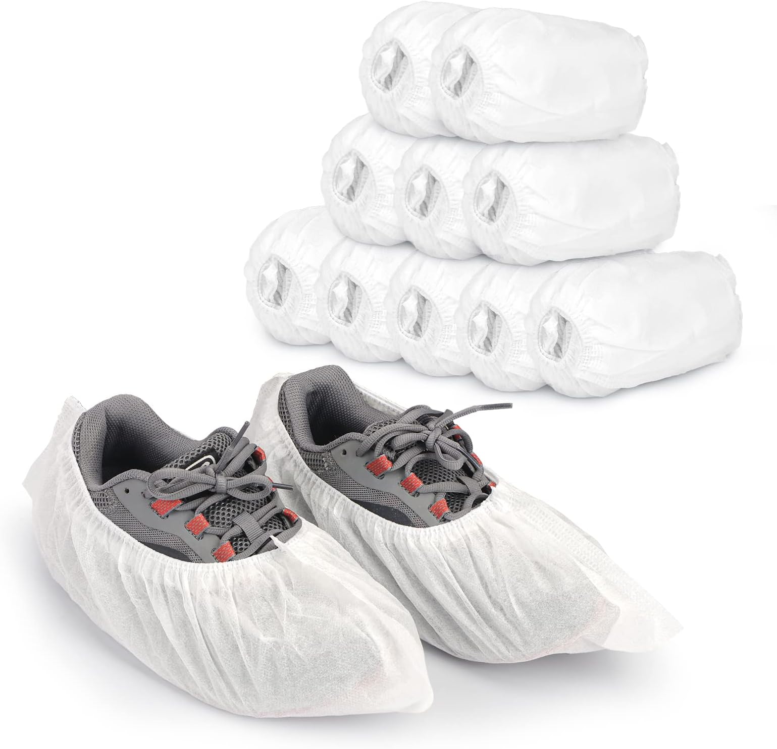 HomeloveShoe Covers Disposable 100 Pack(50 Pairs) Boot Covers Non-Slip for Indoor, Durable Noiseless Shoe Booties Covers for Home, Real Estate, Workplace, Construction, Floor, Travel