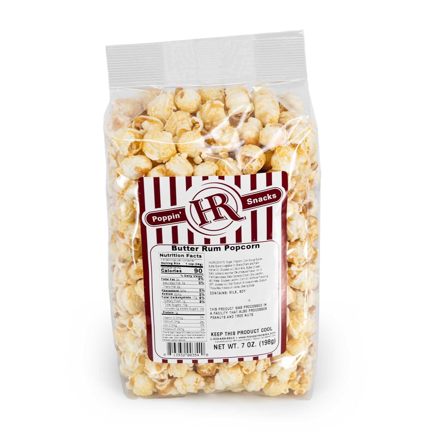 Indulgent Butter Rum Popcorn | 8 oz. per Bag | Pack of 3 | Movie Night Treat | Made in Gibbon, NE | HR Poppin' Snacks