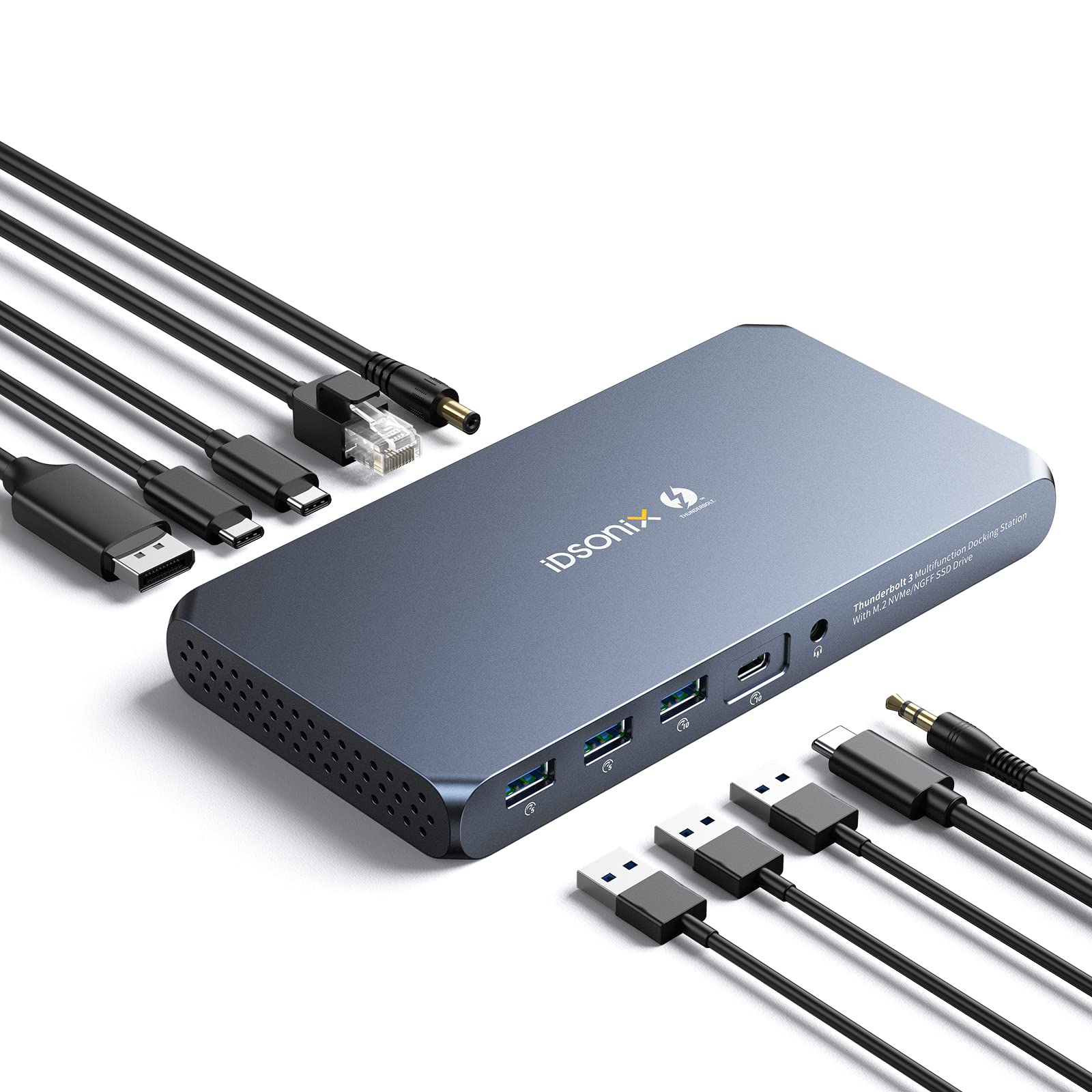 USB C Docking Station, iDsonix Laptop Docking Station Dual HDMI 4K Displays for Windows, MacBook Pro/Air M1, USB A/USB C Laptop, 2 HDMI, DP, Gigabit Ethernet, 6 USB A, 100W PD, SD/TF, Audio/Mic