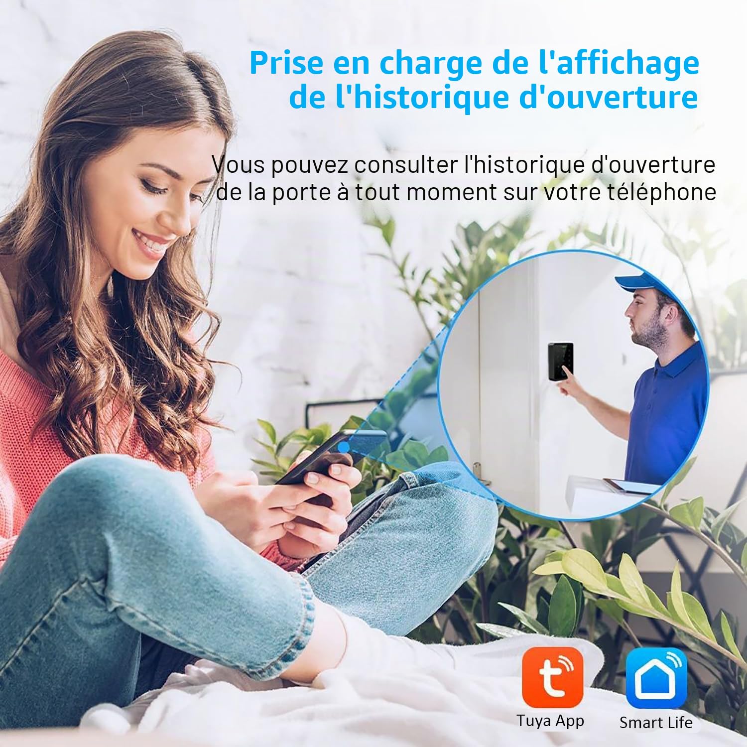 Serrure Connectée Porte D'entrée, Kit Système de Contrôle d'Accès, WiFi Tuya Télécommande D'accès IP68 Étanche à l'eau avec RFID, D'empreintes, APP pour Système de Contrôle D'accès Ouvre