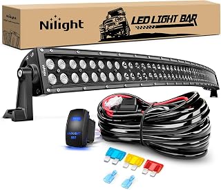 ZH120 50Inch 50 Inch 288W Curved Spot Flood Combo Bar LED Off Road Driving Light and 1PC 14AWG 12V 5Pin Rocker Switch Wiring Harness Kit-1 Lead, 2 Years Warranty, White