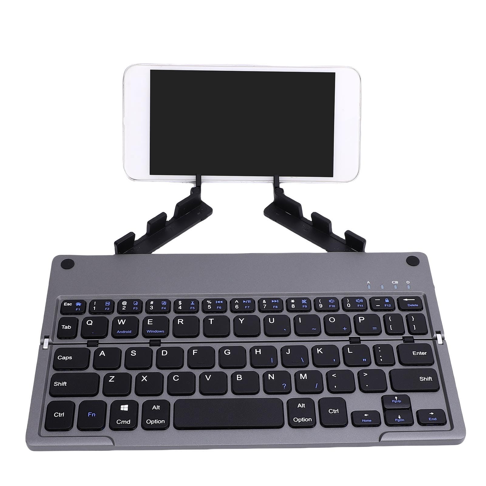 Luocute Faltbare Bluetooth-Tastatur, 60 Tasten, Leise, Faltbar, Tragbar, Leicht, Wiederaufladbar, Tastatur mit Verdecktem Ständer für für für Phone Tablet (Grau Schwarz)