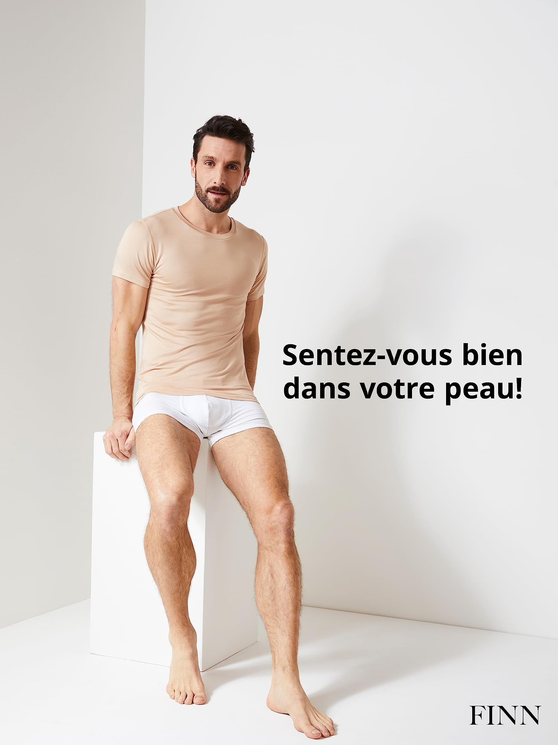 FINN Maillot de Corps Business pour Homme à Manches Courtes avec Col Rond - sous-Maillot en Tissu Original Lenzing® Modal - Le T-Shirt Parfait sous Une Chemise et Un Costume