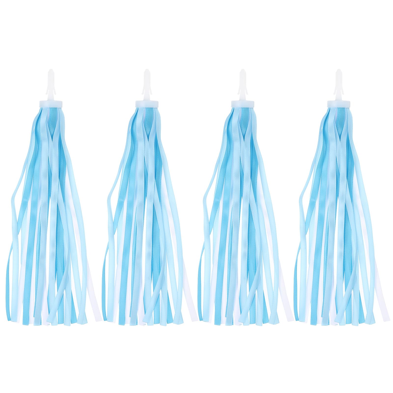 PATIKIL Bike Streamers, 4 Pcs Colorful Scooter Handlebar Tassels Grips Ribbon Accessories Decorations for Girls Bicycle Tricycle Handles, Blue White