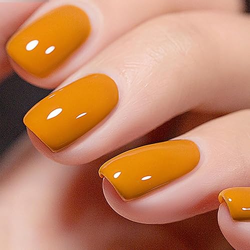 Vishine Esmalte de uñas de gel de 0.5 onzas líquidas, color amarillo otoño, para remojar UV LED, esmalte de uñas de gel de larga duración, arte de