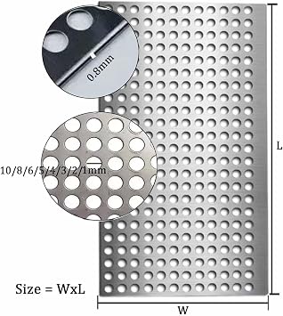 SCITOY 304 Stainless Steel Metal Mesh Metal Grate Panel Expanded Perforated Metal Plate, for Air Vent Grille Filter Guard Furniture DIY and Outdoor Use(1mm Mesh,40x40cm)