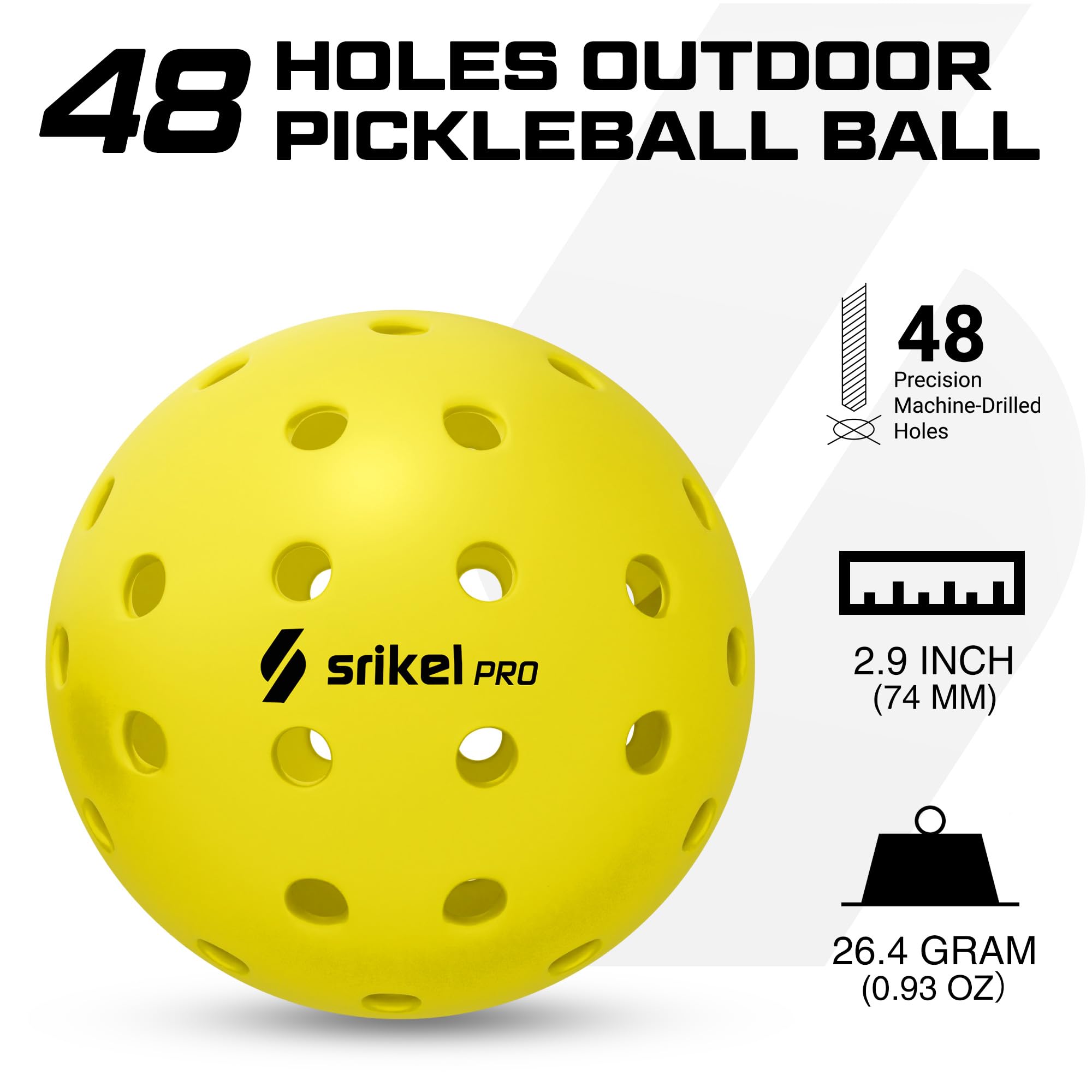 Palline da pickleball da esterno, approvate USAPA, design senza cuciture roto-modellato per una maggiore durata, confezione da 4/12, palline da sottaceto a 40 fori resistenti alle crepe, per