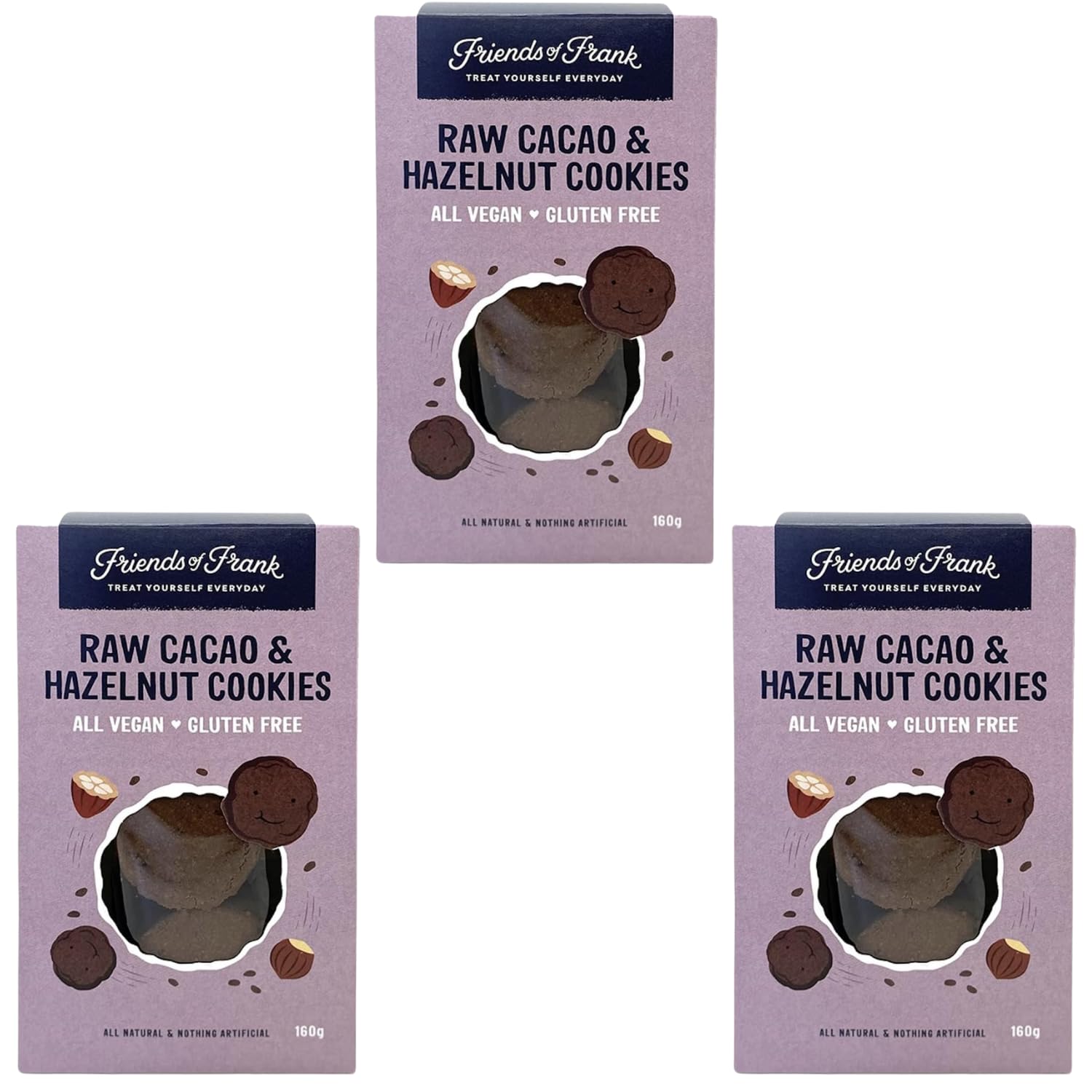 Friends of Frank Raw Cacao and Hazelnut Cookies, 160 g - 3-Pack
