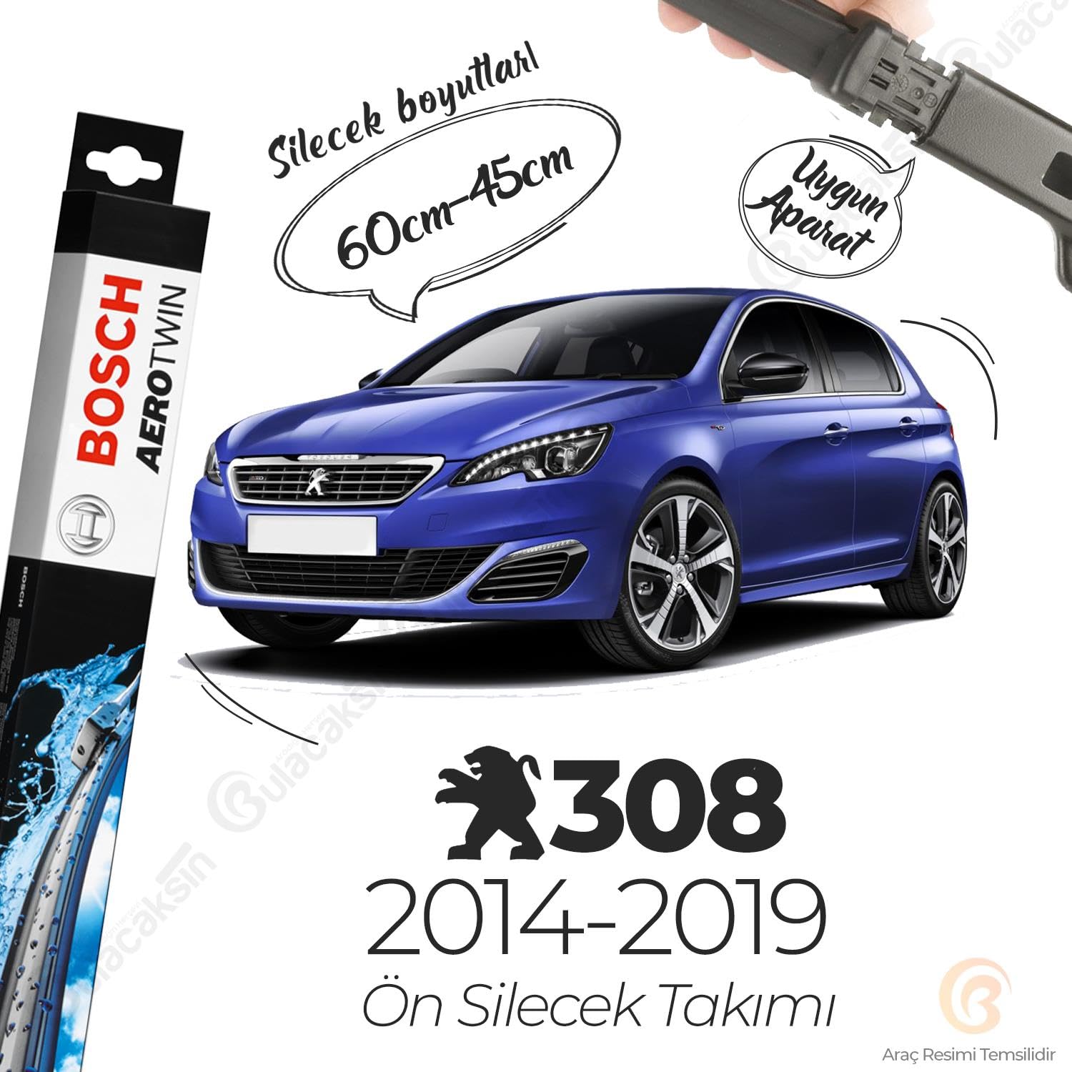 Bosch Peugeot 308 Muz Silecek Takımı (2014-2019) Aerotwin