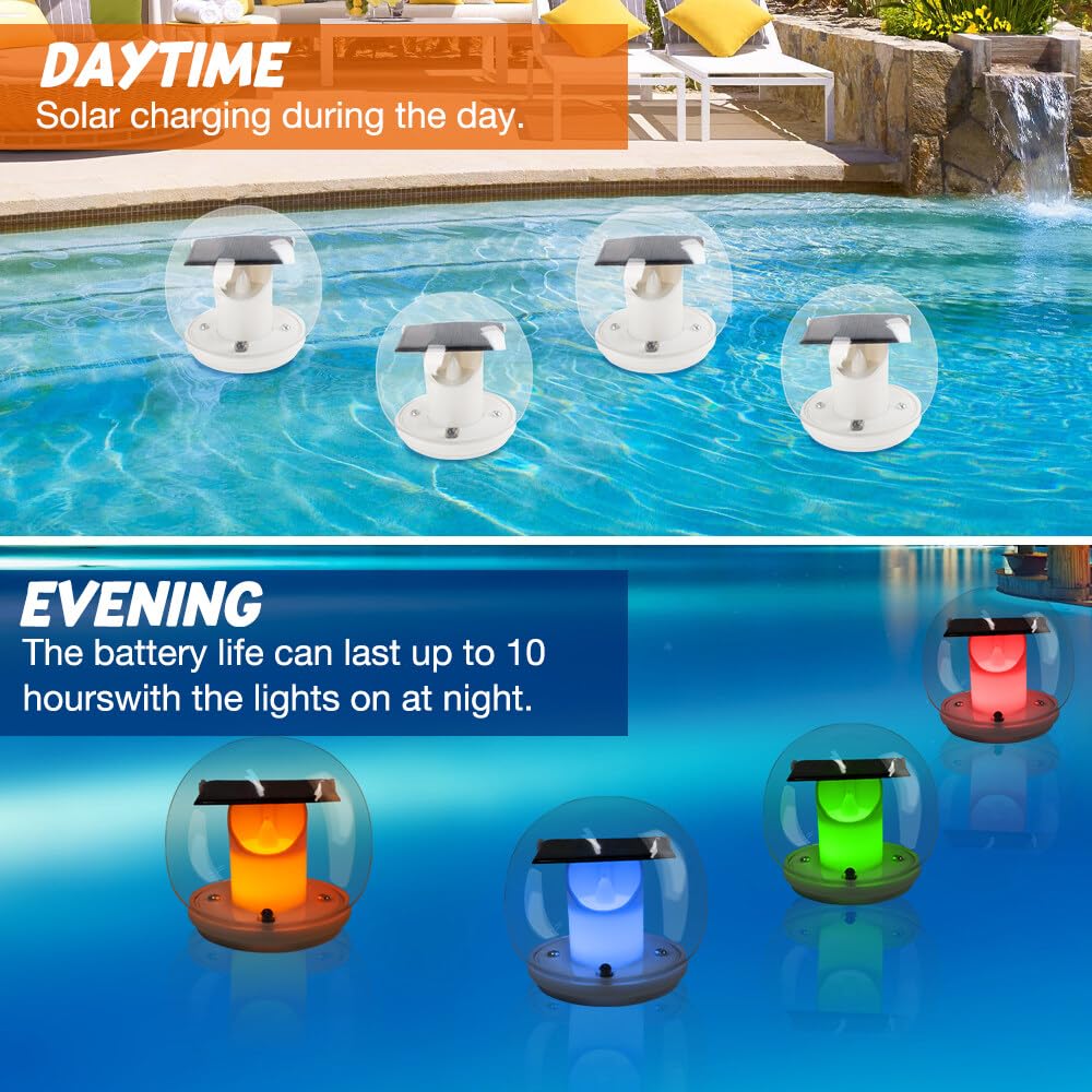 Lampe Piscine Solaire RGB LED Yowin Avec Télécommande - Lumière Flottante IP68 Pour Piscine, Spa Et Jardin Lampe Spa