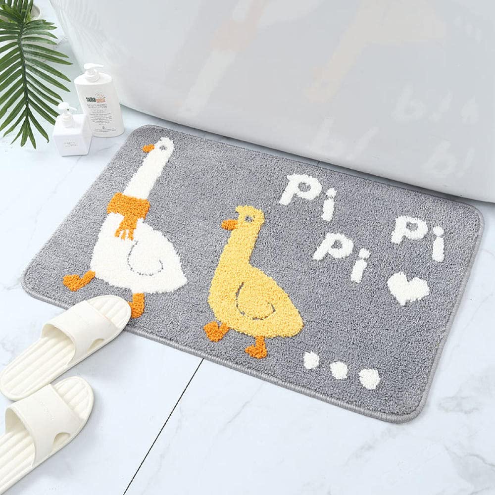 Alfombrilla Baño Pato Blanco Gris Alfombra de Baño Microfibra Alfombras Baño Agua súper Absorbente Alfombra Baño Gruesa Alfombra Baño Antideslizante Suave Felpudo 50x80cm