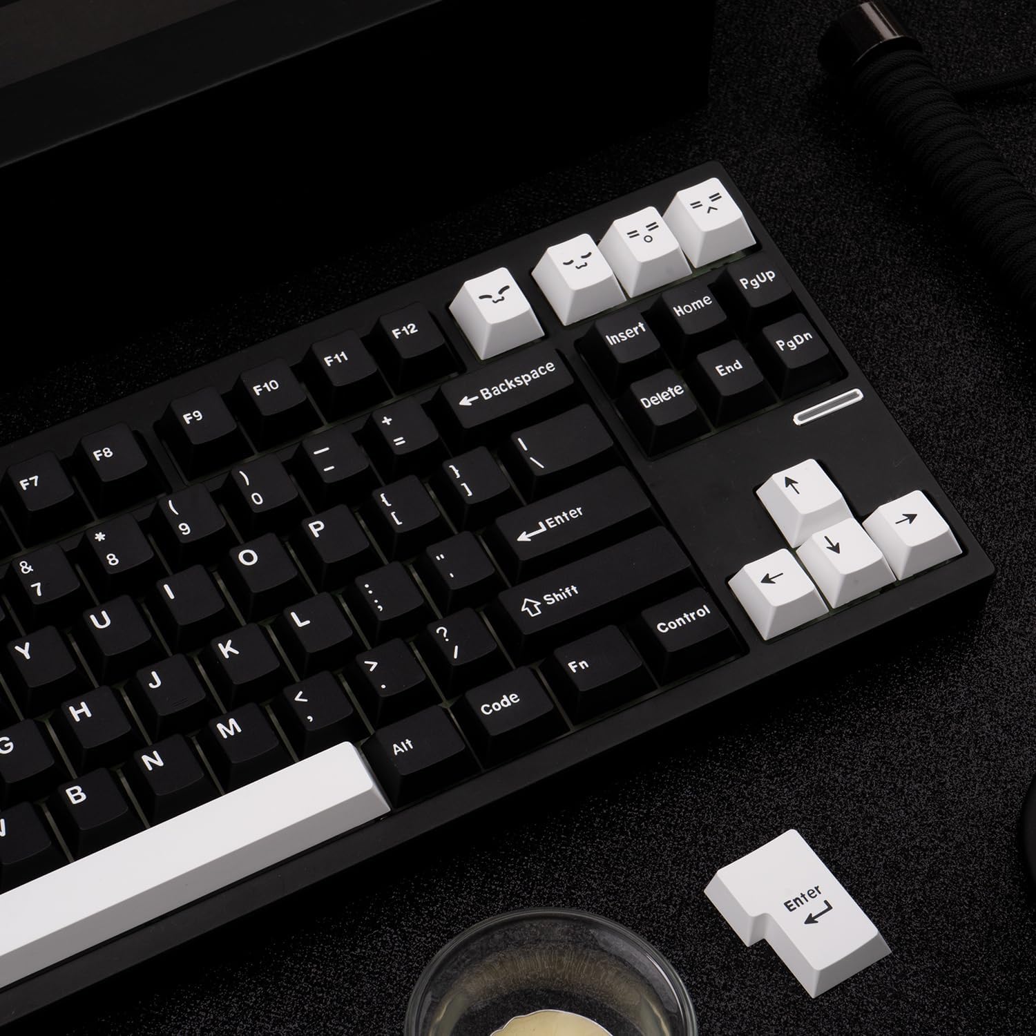 Black and White PBT Keycaps 173 Keys Cherry Profile Doubleshot Custom Keycaps Set ISO ANSI Layout for 60% 65% 75% 95% Cherry MX Switches Mechanical Gaming Keyboards