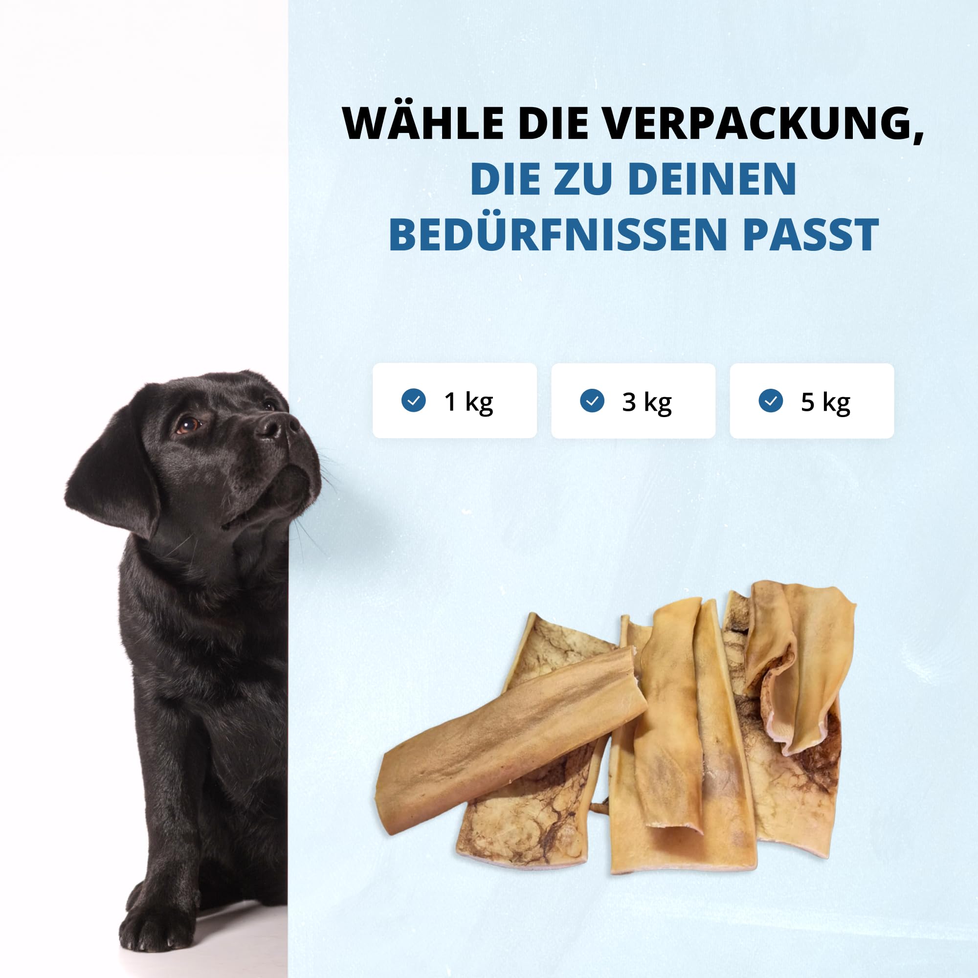 3 kg Pferdehaut für Hunde getrocknet - Hypoallergener Kausnack & Belohnung - Getrocknete Pferdekopfhaut Extra Hart - Idealer Kauartikel für Allergiker