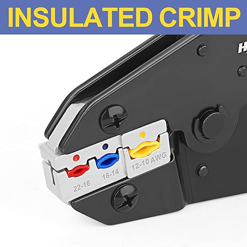 Vista 3 de haisstronica Crimping Tool for Insulated Electrical Wire Connectors-AWG 22-10 Ratchet Crimper Tools-Racheting Wire Crimping Tools-Available for