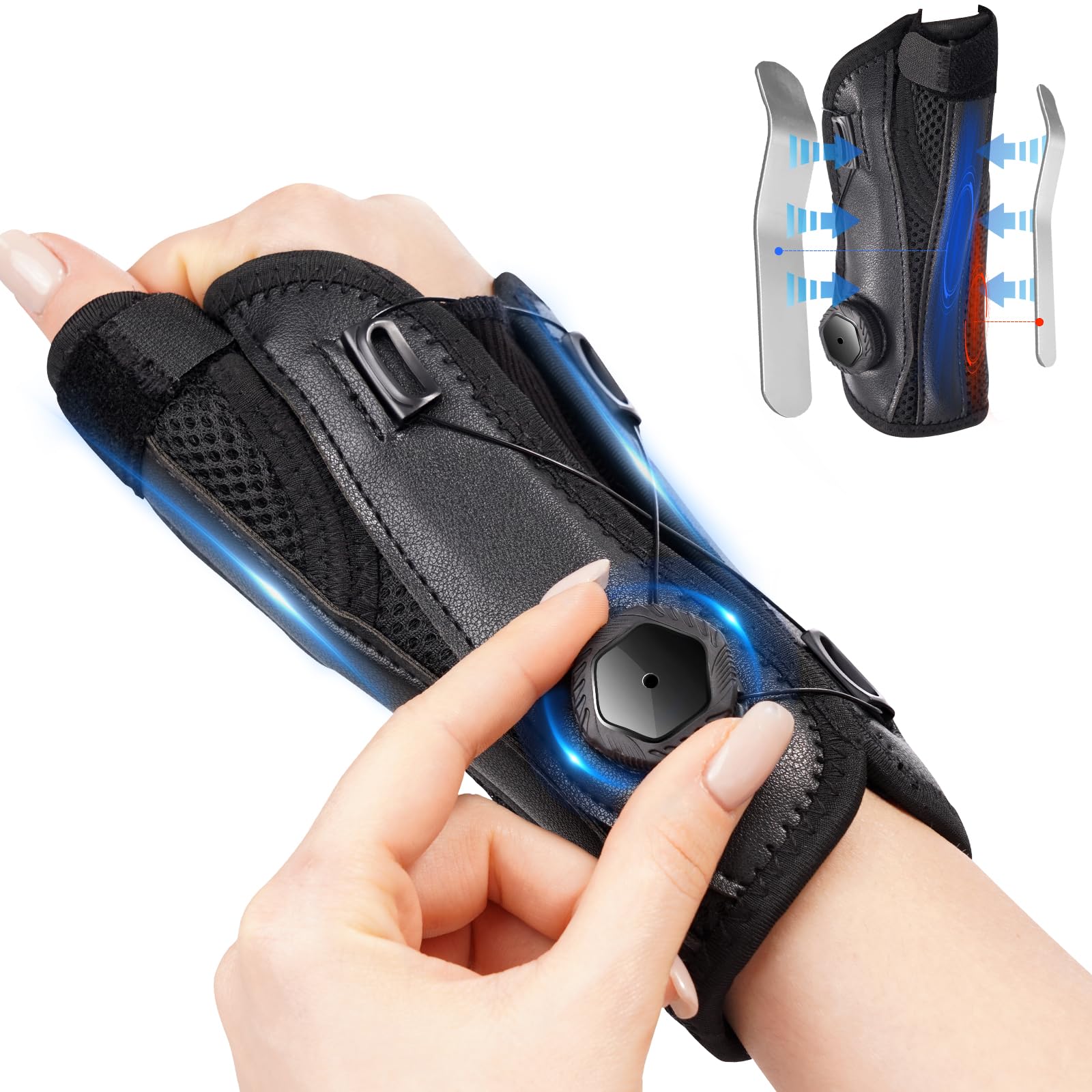 Wrist Brace for Carpal Tunnel: Thumb Brace Right Hand with Adjustable Knob - Hand Brace Thumb Spica Splint Right Hand for De Quervains Tenosynovitis,Arthritis,Pain Relief,CMC,for Men and Women