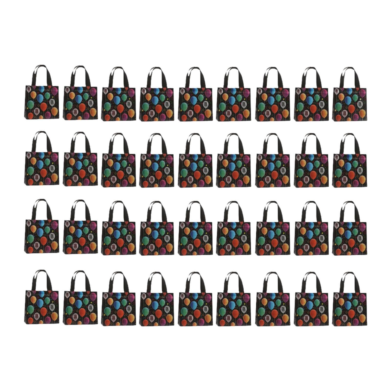 Lot de 36 Sacs Cadeaux recyclés avec poignées, réutilisables, en Tissu Non tissé, Parfaits pour Les fêtes Scolaires et Les Anniversaires, A