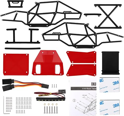 Miniatura 2 de INJORA Kit de chasis de cuerpo de carrocería de nylon Rock Tarantula Buggy para TRX4M 118 RC Crawler Upgrade (Rojo)