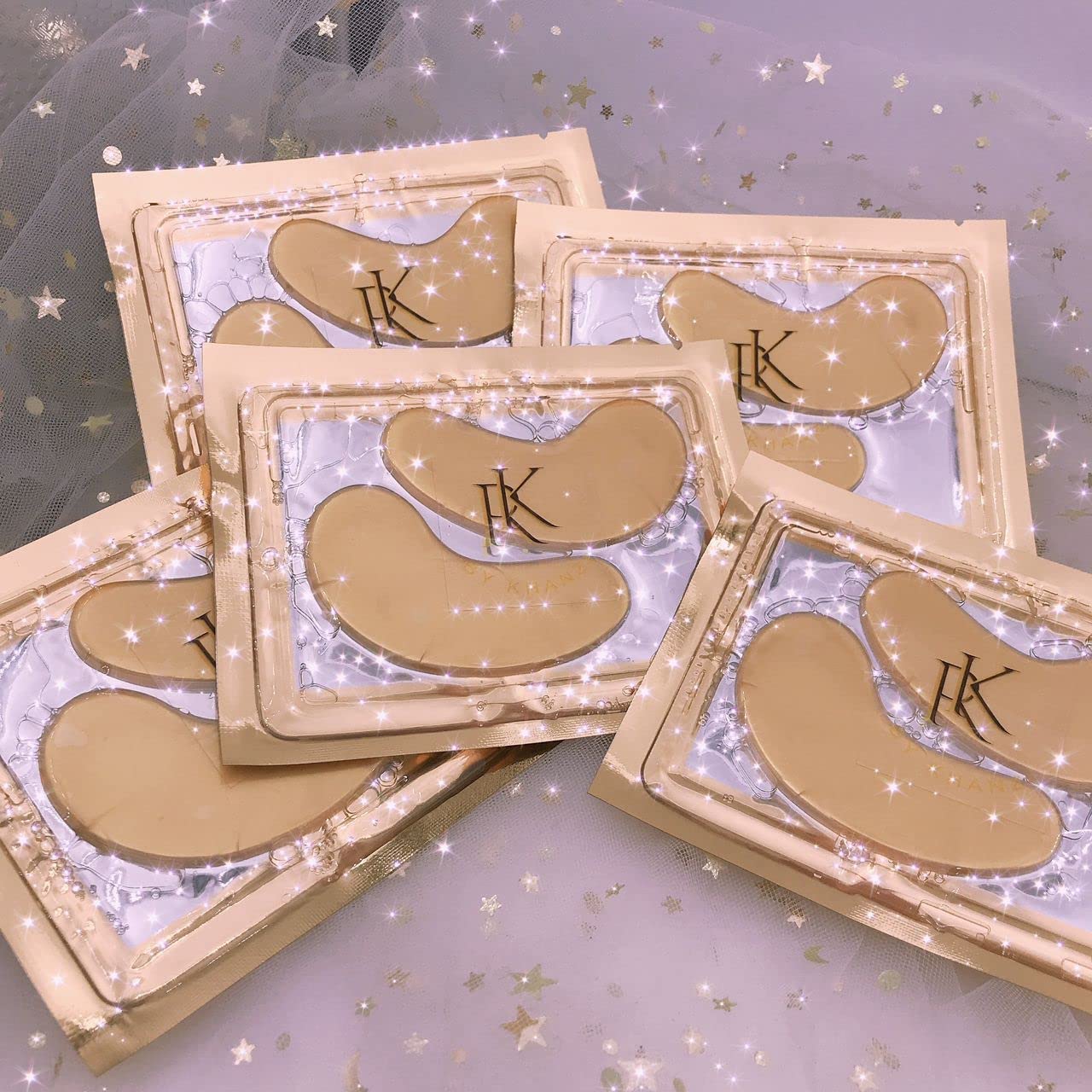 Rk by khanzi 24K Gold Under Eye Pads 25 Pairs for Treatment Of Dark Circle and also Wrinkles with a pair of eye lashes )