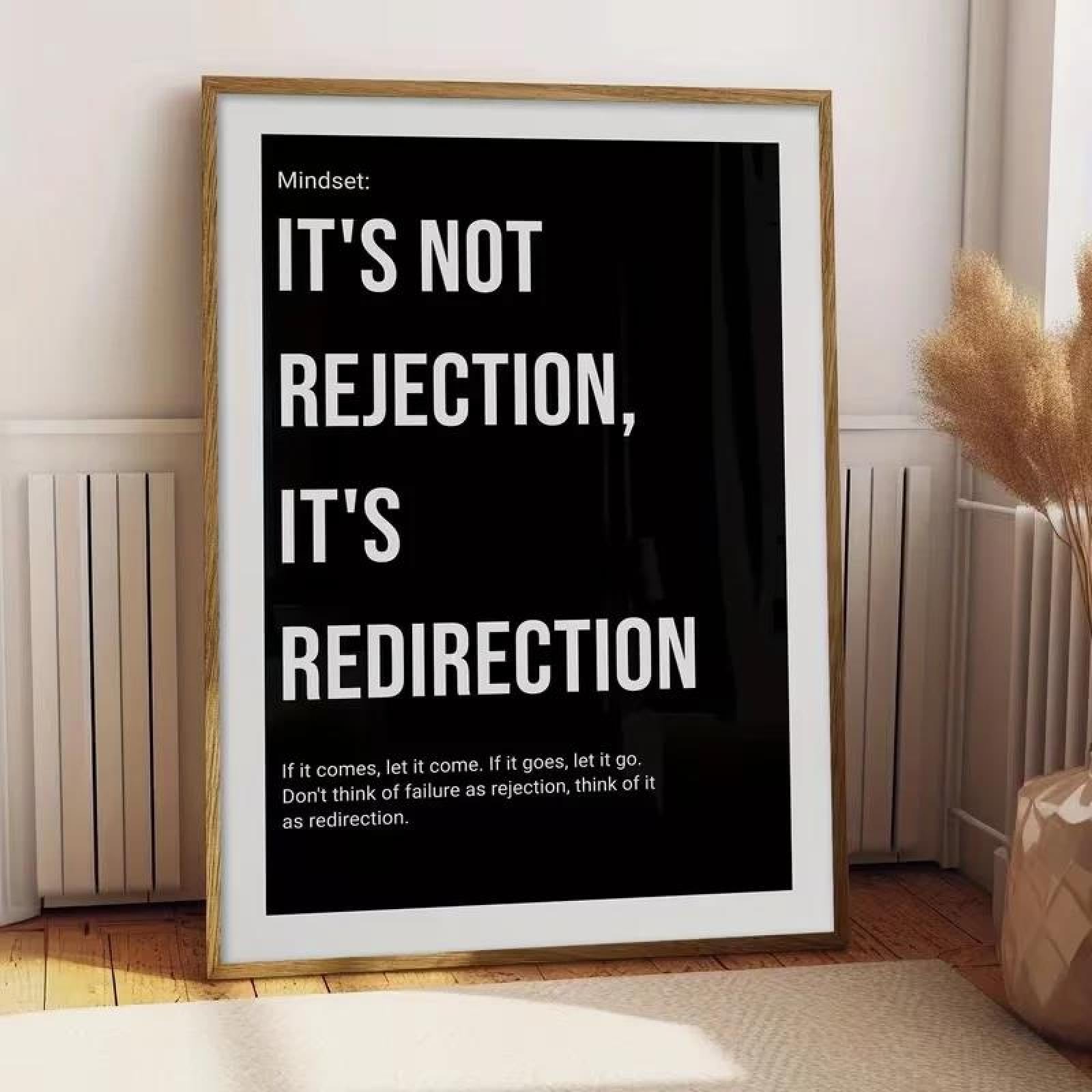 Baibexing It'S Not Rejection.It'S Redirection Quotes Wall Art Print Canvas Painting Poster Picture For Living Room Home Decor 40X50Cm Unframed