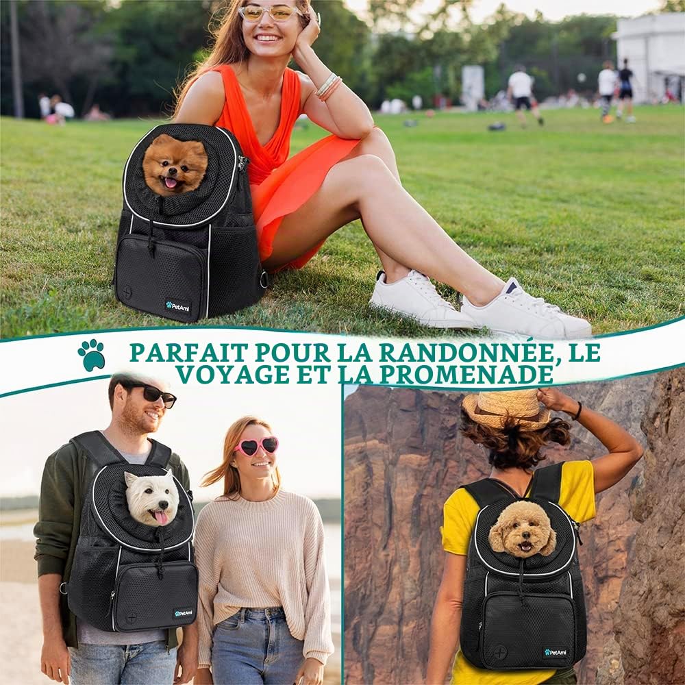 PetAmi Sac à Dos de Transport Avant pour Chiens et Chats, Sac de Transport réglable et ventilé pour randonnée, Camping, Voyage, Sac de Transport pour Chien, Chiot et Chat de Petite, Moyenne Taille