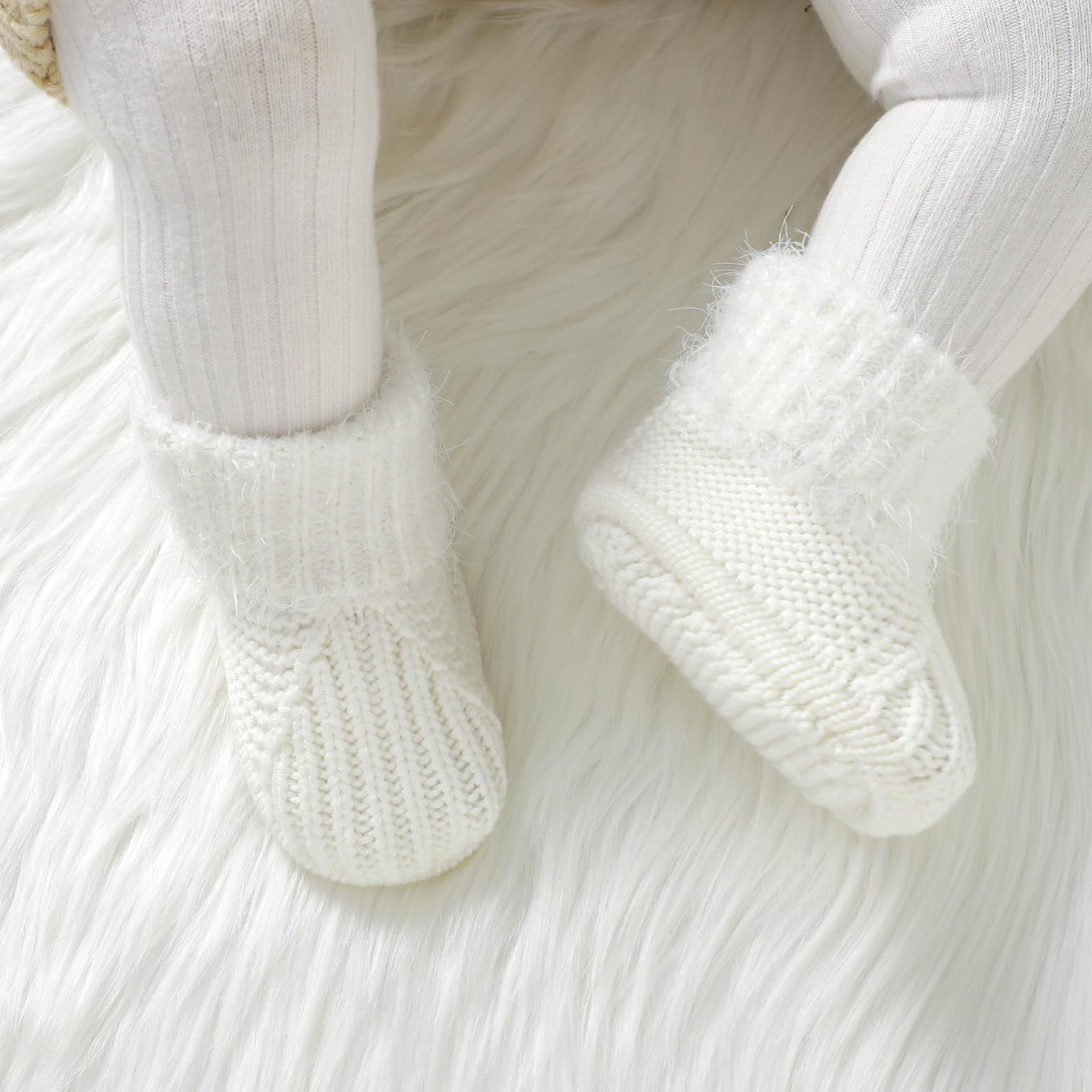 DovFanny Baby Booties Newborn Baby First Shoes Cozy Warm Knit Booties Slippers for Infant Boy Girl