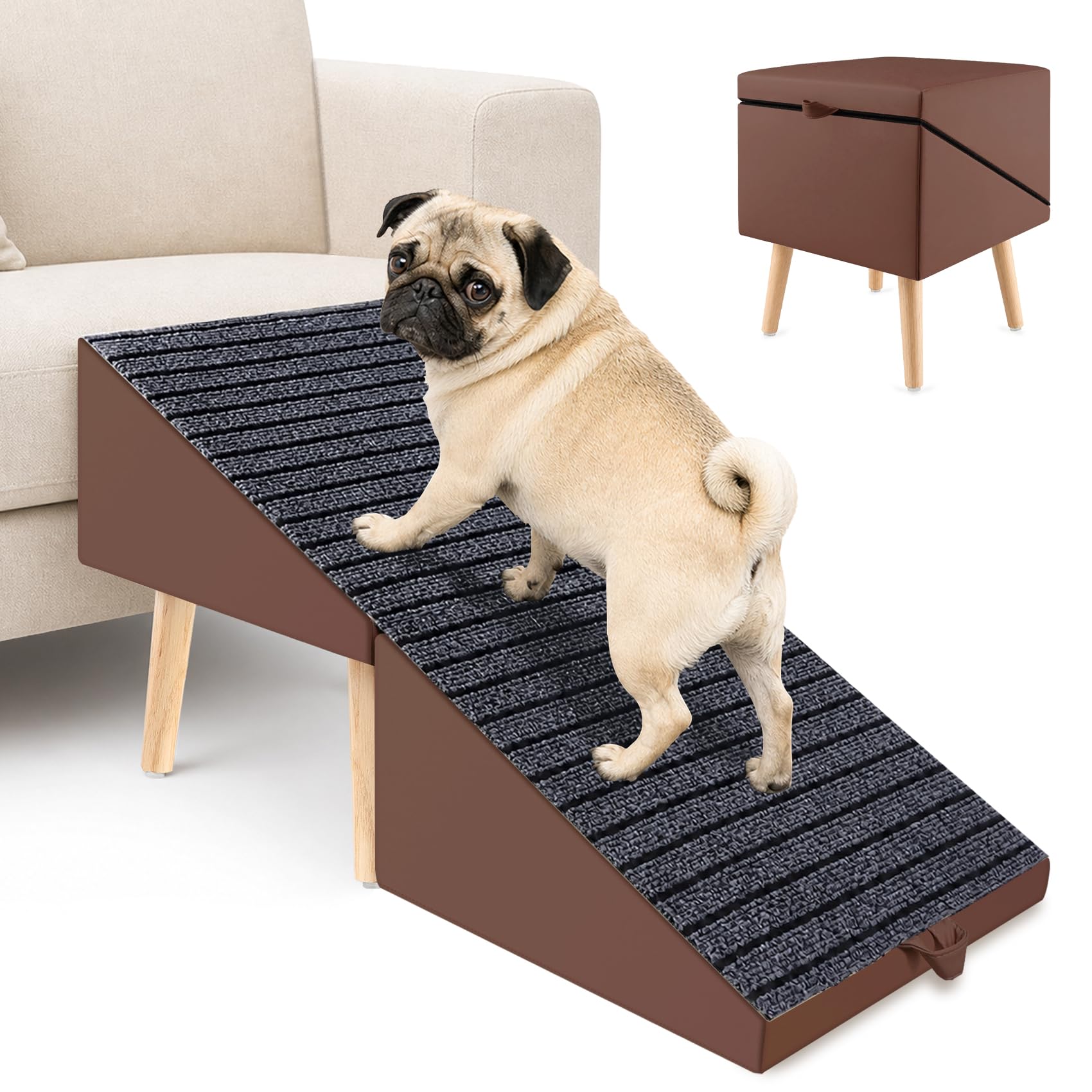 Photo 1 of Dog Ramp Ottoman, 2-in-1 Foldable Ottoman Ramp for Couch, 17.13" H
