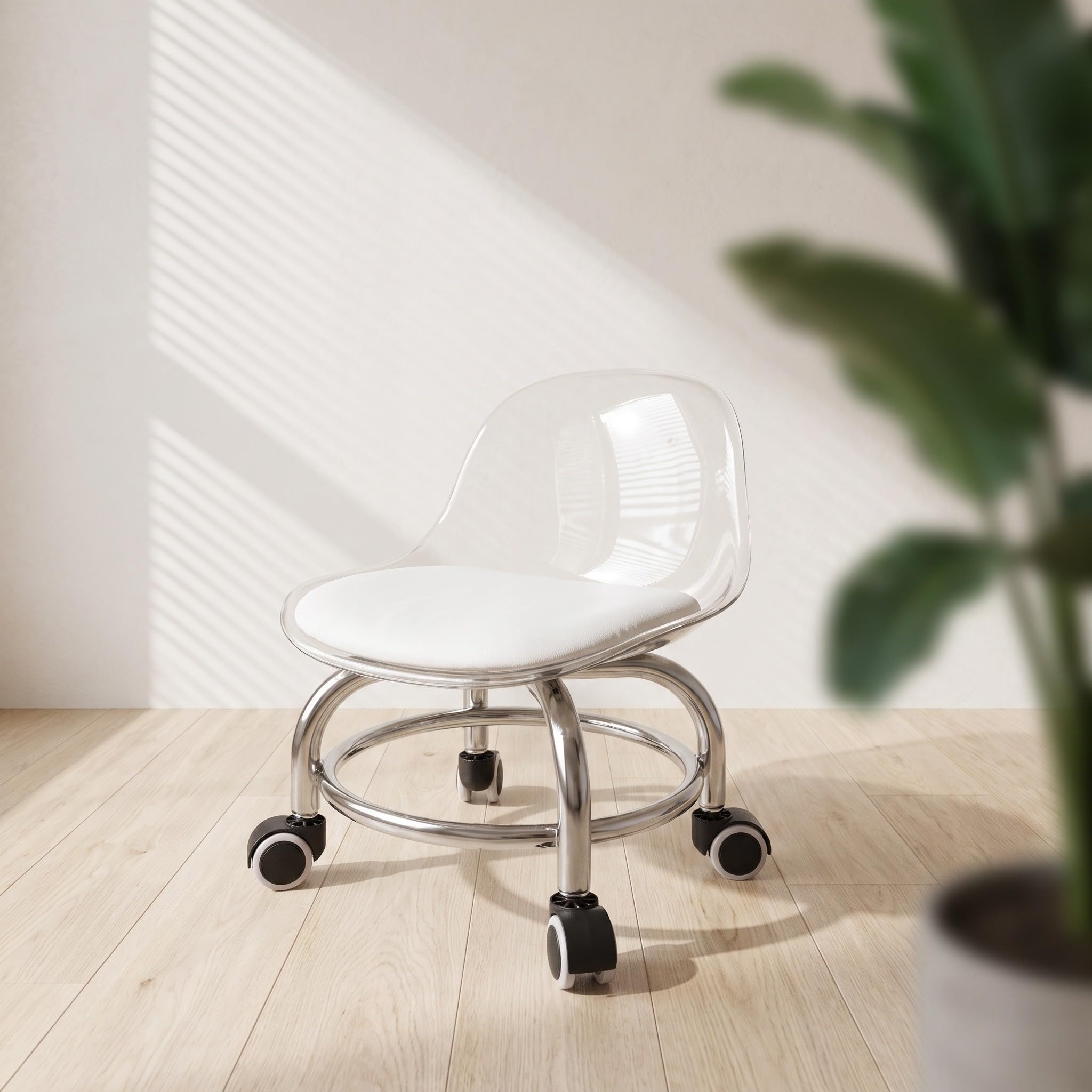 Taburete Infantil con Ruedas y Respaldo, Base Estable