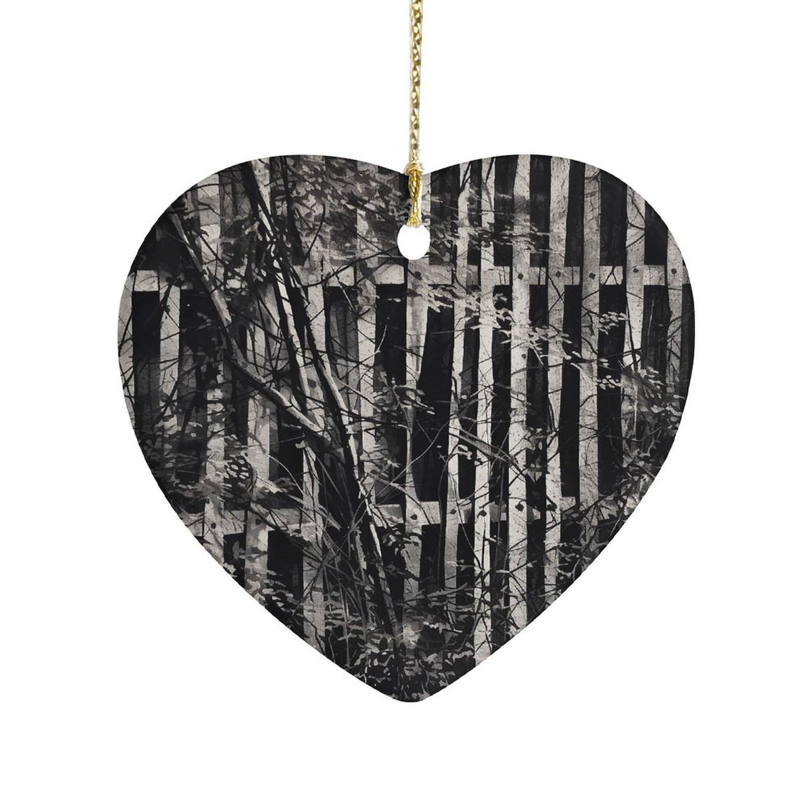 Fekiloot Style Old Wooden Fence Ceramic Ornament Home Decor Keepsake