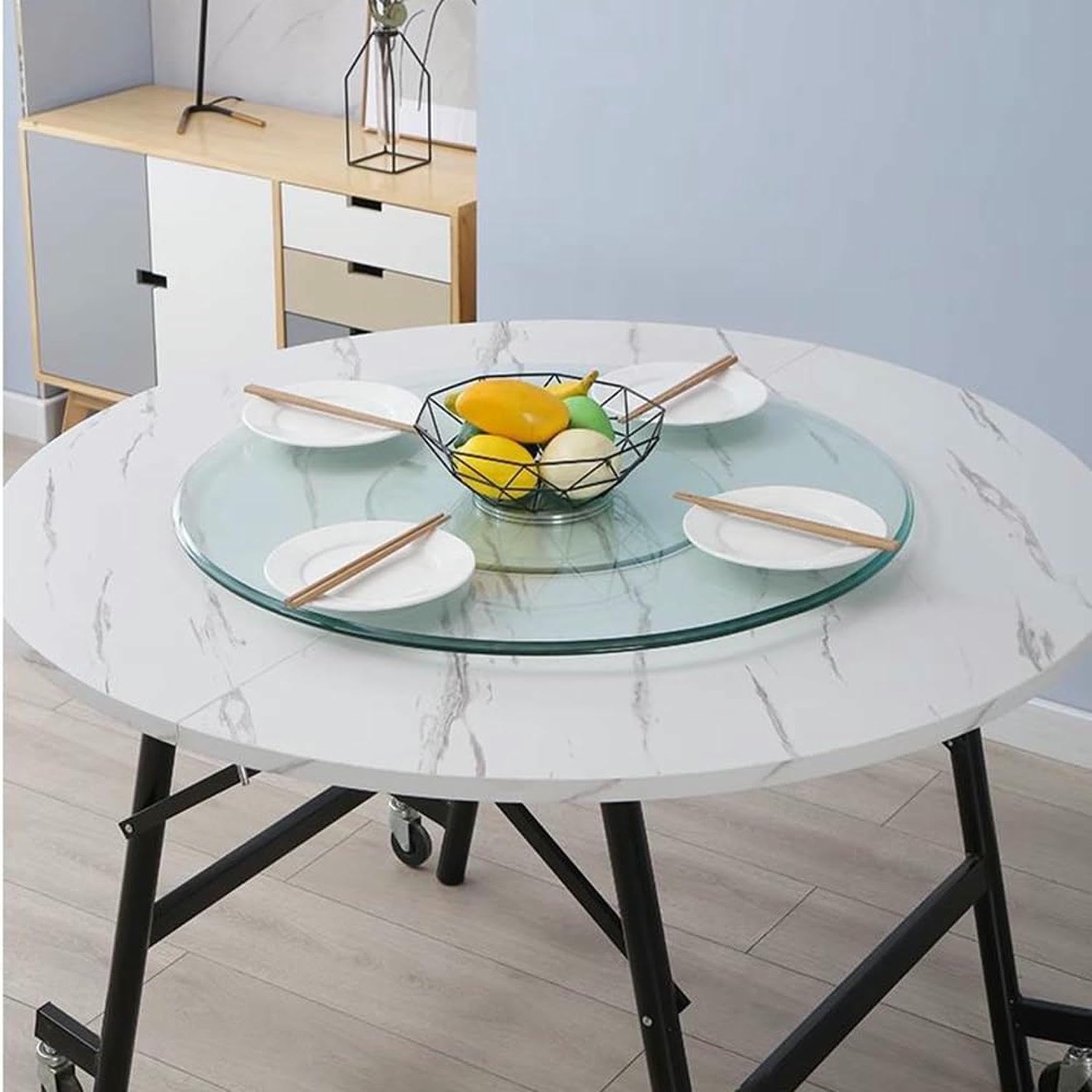Large Tempered Glass Turntable for Dining Table, 50 cm, 70 cm, 80 cm, 100 cm, Lazy Susan Table Top Rotating Plate, Hotel Rotating Serving Plate (24 inches (60 cm)