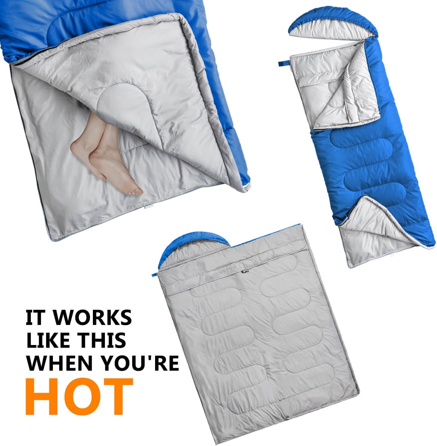 Winner Camping Sleeping Bag with Compression Sack,Mummy Hood with Zipper It's Portable and Lightweight for 3-4 Season Camping, Hiking, Traveling, Backpacking and Outdoor Activities