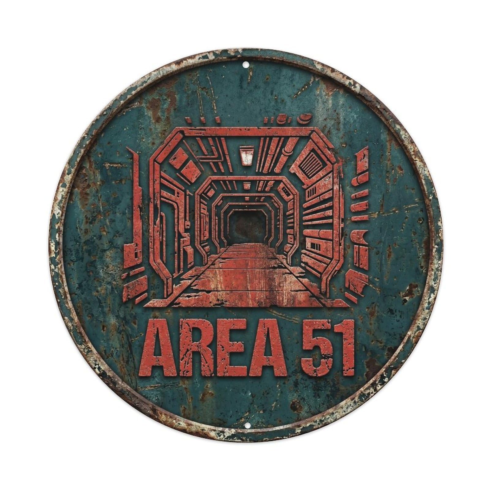 Cwbufd Vintage Style Alien Area 51 Alien Corridor Vintage Metal Tin Sign Plaque Wall Decor For Cafe, Club Bar, Office, Garden Metal Poster 8X8inch