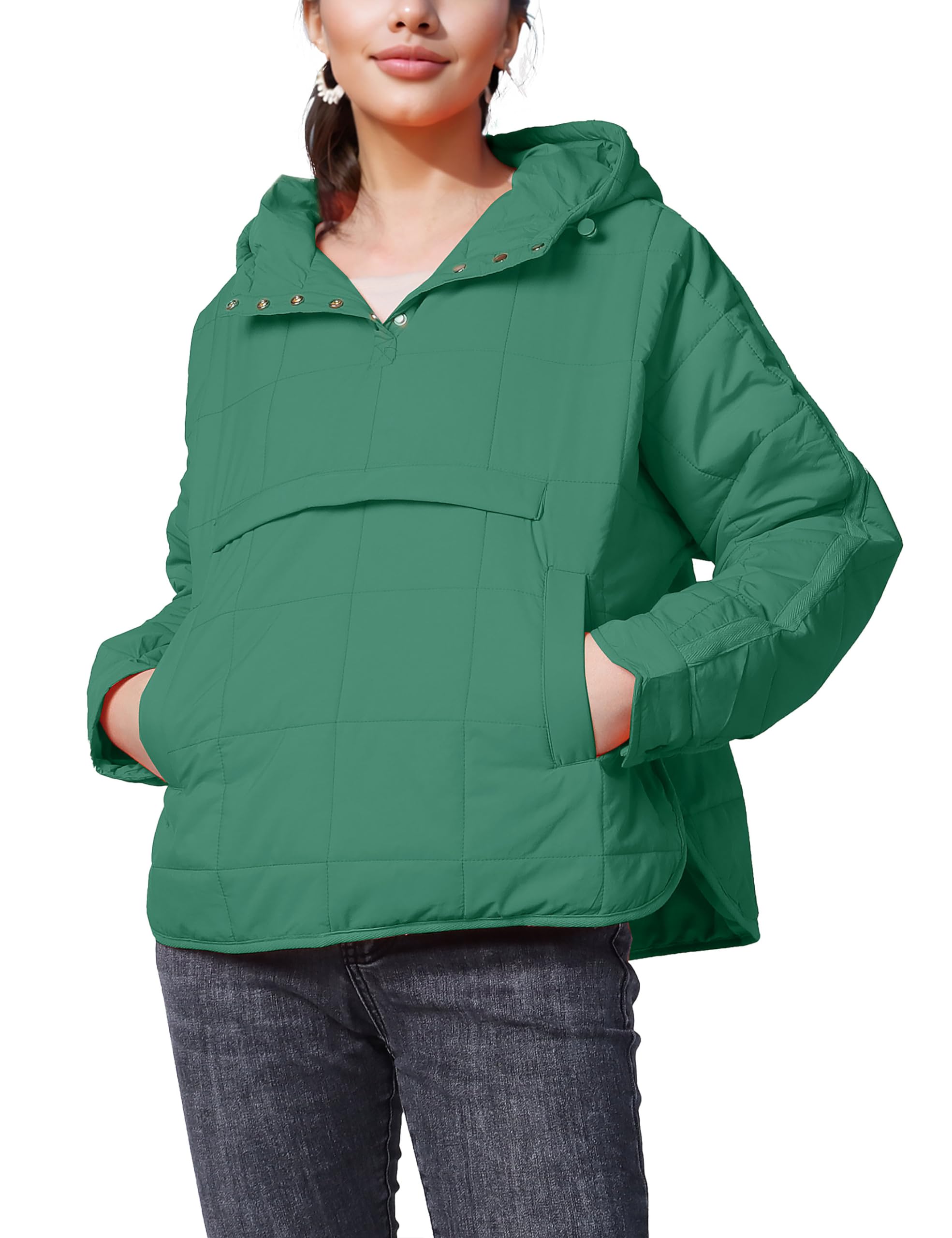 (Size Small) QIBABU Womens Oversized Hooded Puffer Jacket Lightweight
