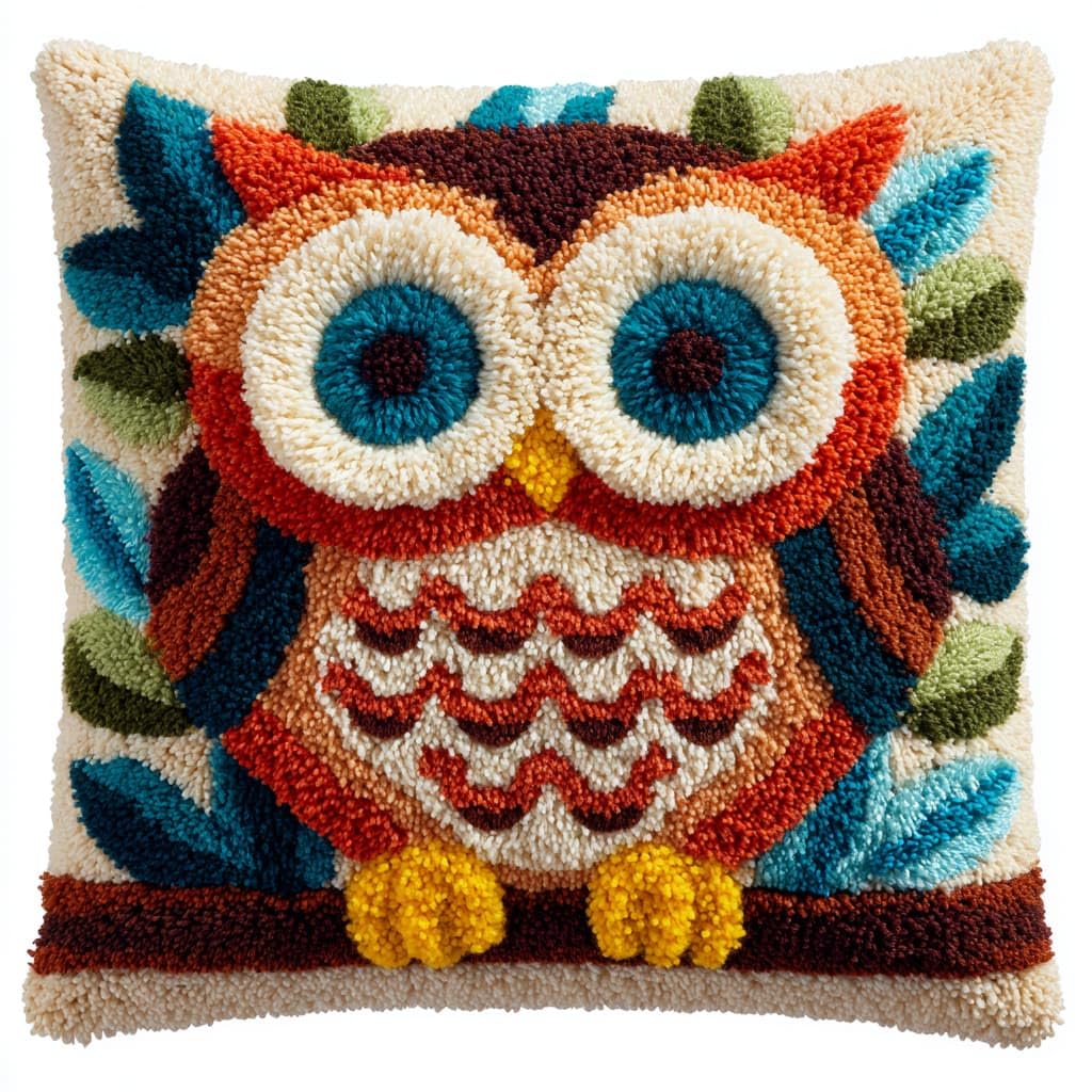 WallustrioaW Latch Hook Kit Cushion for Adults,Animal Owl