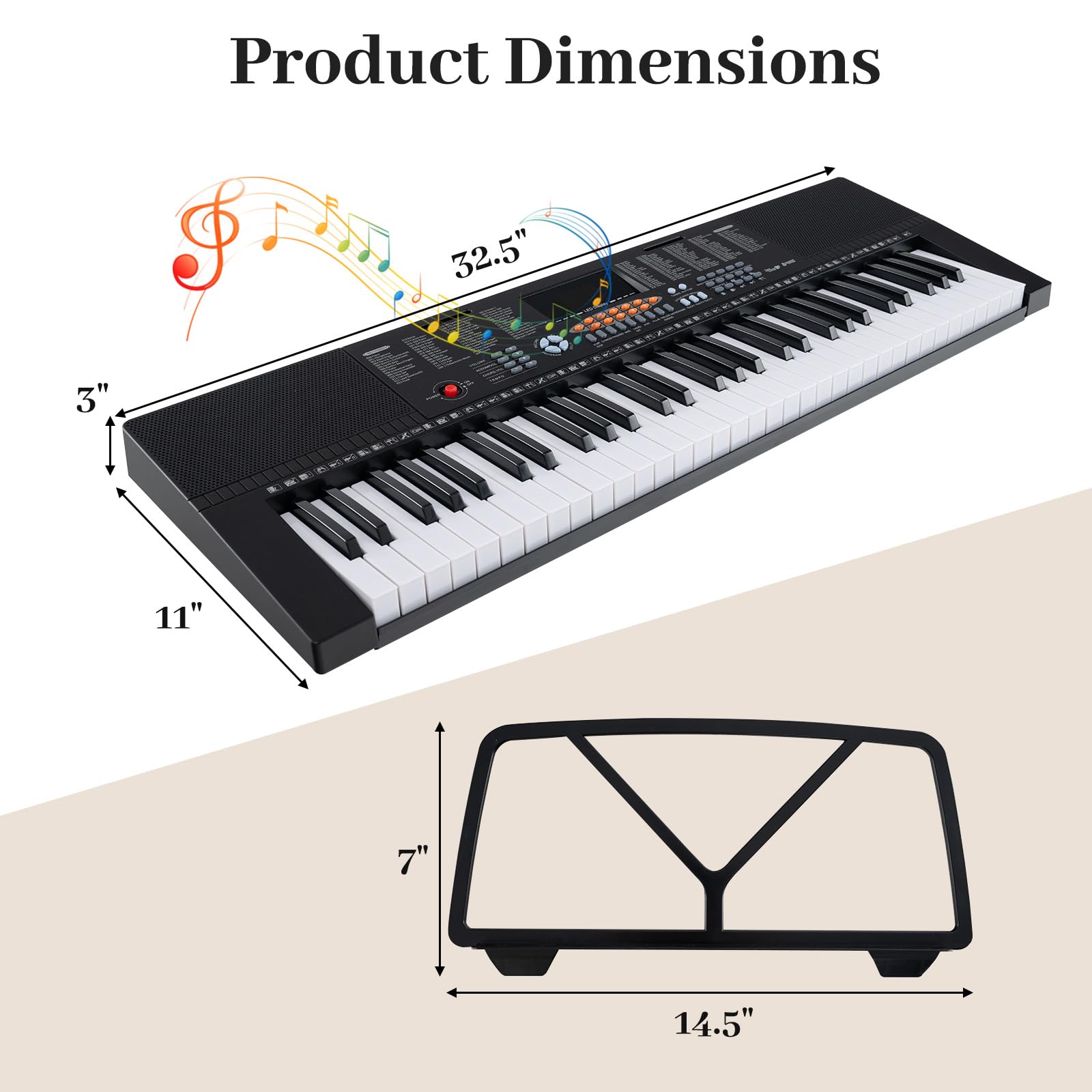 Amazon.com: HONEY JOY 61 Key Keyboard Piano, Electric Digital