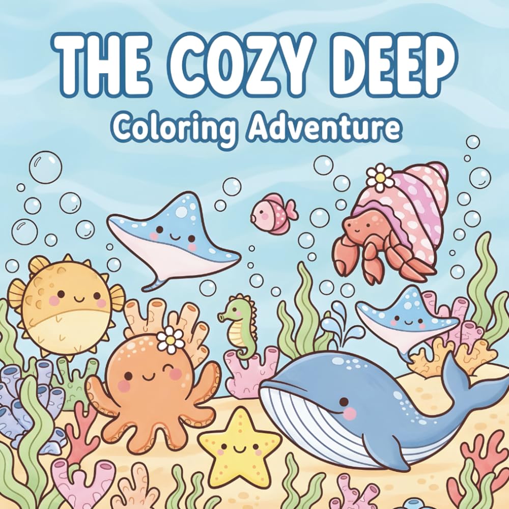 The Cozy Deep Coloring Adventure: Book for toddlers, Bold line coloring book, Easy for kids, Sea creatures