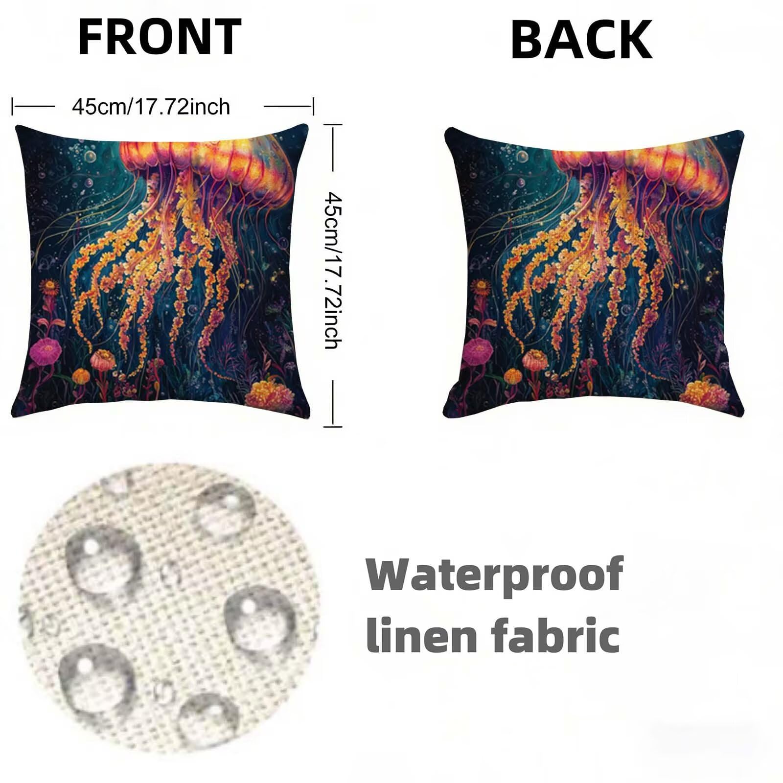 Buio Federe Cuscini Divano 70x70 cm Medusa Set di 2,Copricuscino Impermeabile Federe Lino con Cerniera Invisibile Stampa Fronte-Retro,Comfort Traspiranti Copricuscini Primavera Home Decoration W-1334