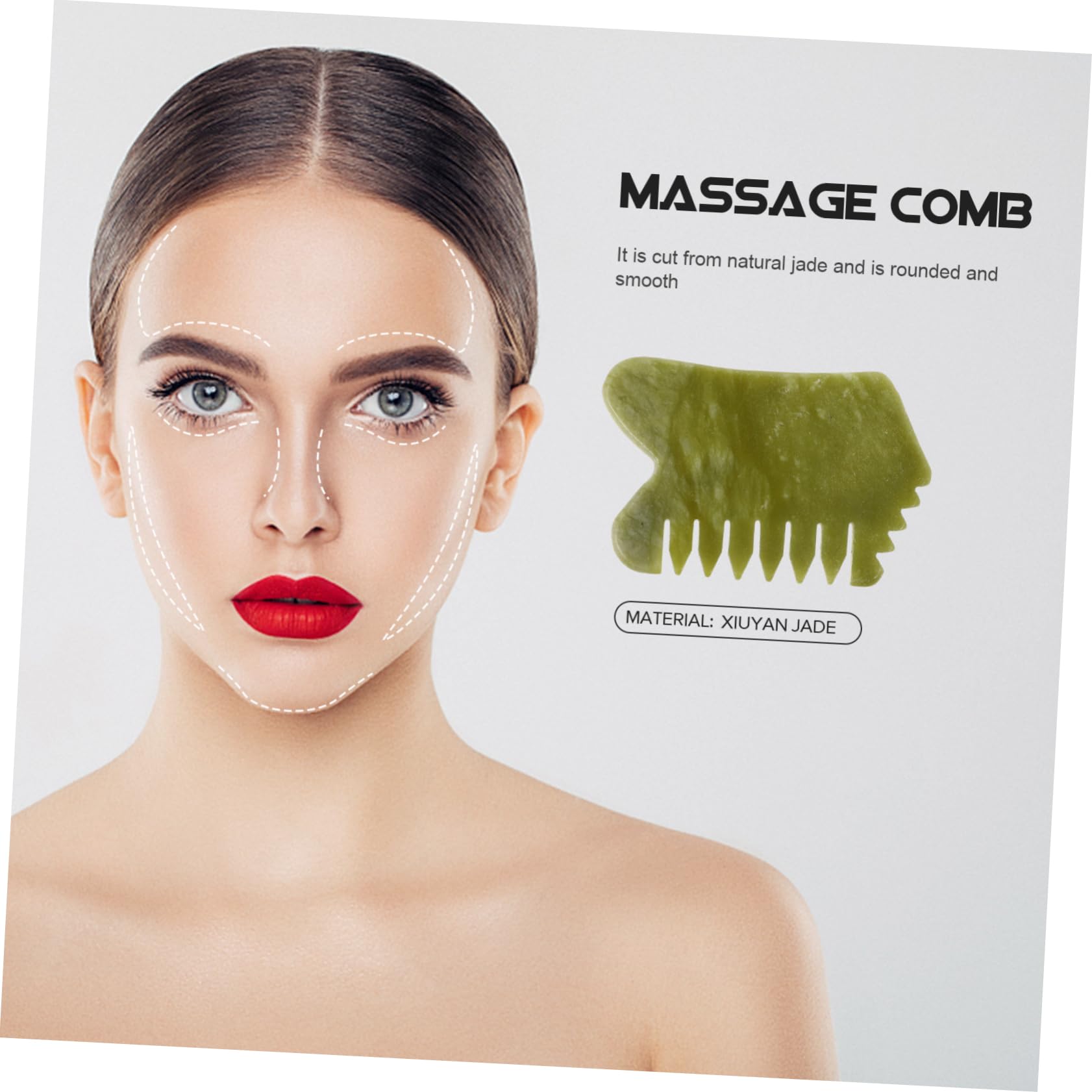 Healvian 5 Pièces Xiuyan Jade Peigne De Massage Point De Déclenchement Outil De Massage Grattage Outil De Massage Tête Peigne De Massage Point Pierre De Jade Grattoir Guasha Peigne À