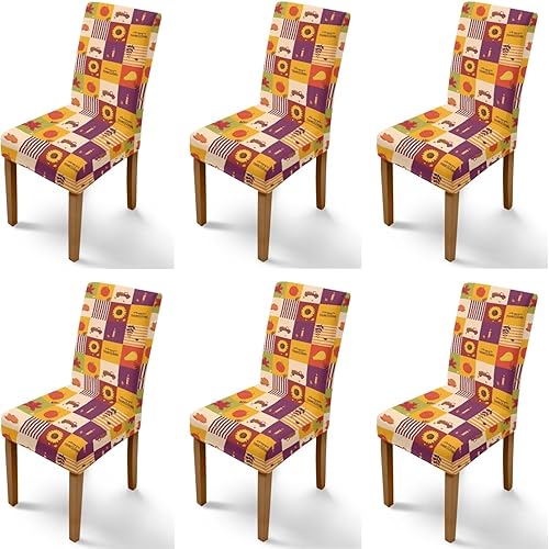 Miniatura 56 de Rnyleeg Fall Autumn Seat Covers for Dining Chairs Set of 4 Sunflower Themed Stretch Dining Chair Covers Soft Comfy Chair Slipcovers for Cocktail