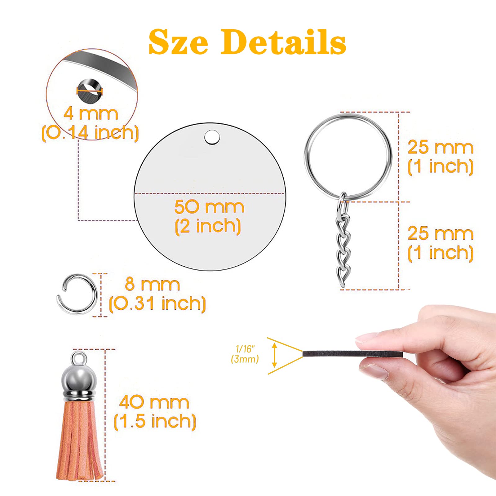 30PCS Portachiavi Sublimazione Vuoti Lato Trasferimento Calore