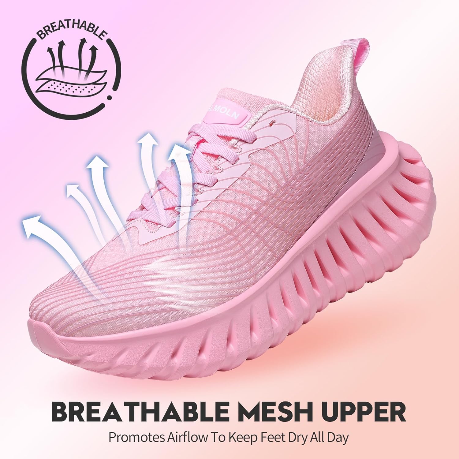 GSLMOLN Wowen Walking Shoes Breathable Casual Walking Sneakers for Workouts Cushioned Wwomen's Training Fashion Sneakers Tennis Shoe Pink - Image 3