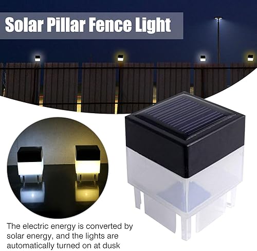 Miniatura 5 de Carkio Tapas solares LED para postes de valla, luces solares para poste de luz blanca fría, de alto brillo, luz LED de energía solar, impermeable,