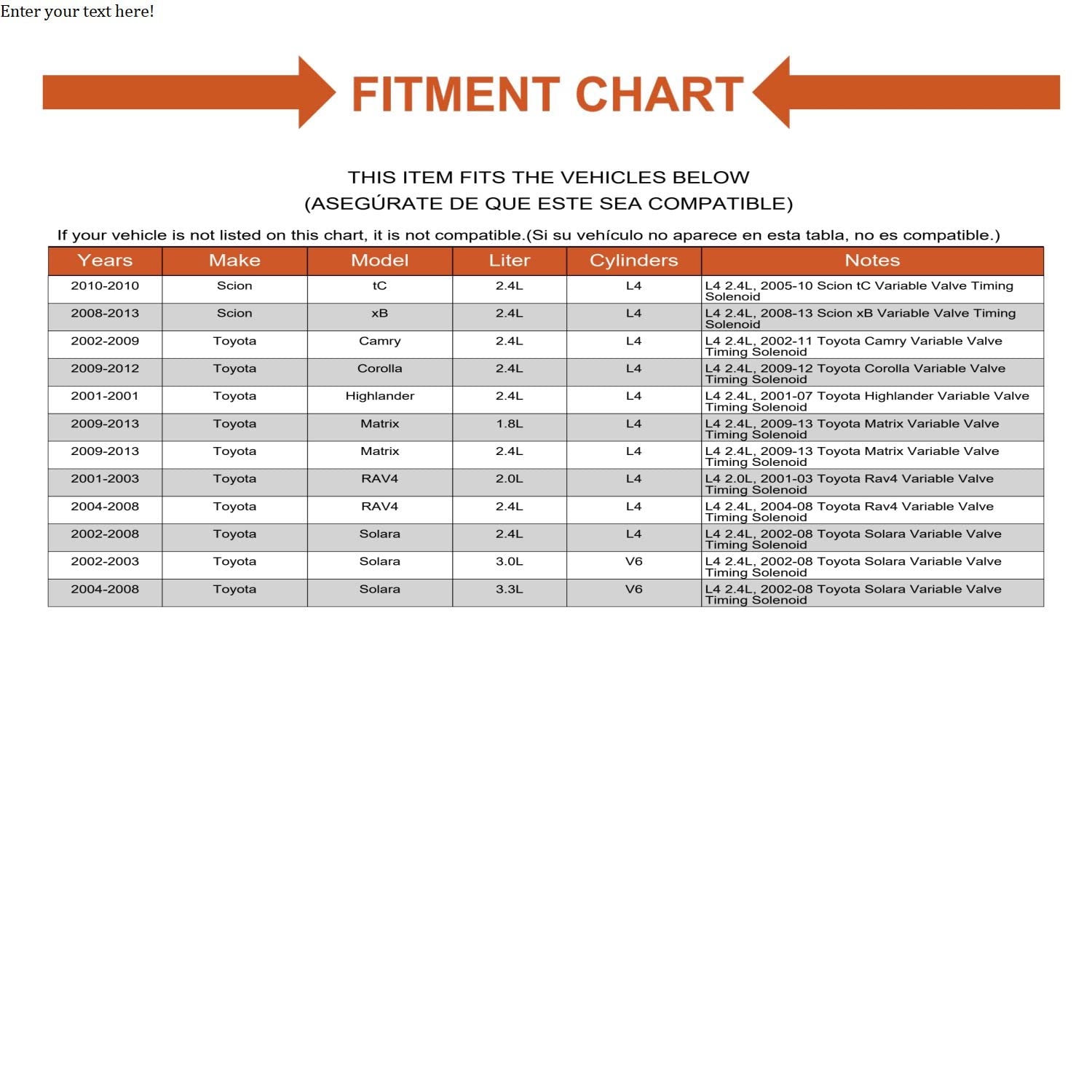 Amazon.com: VVT Variable Valve Timing Solenoid Compatible with