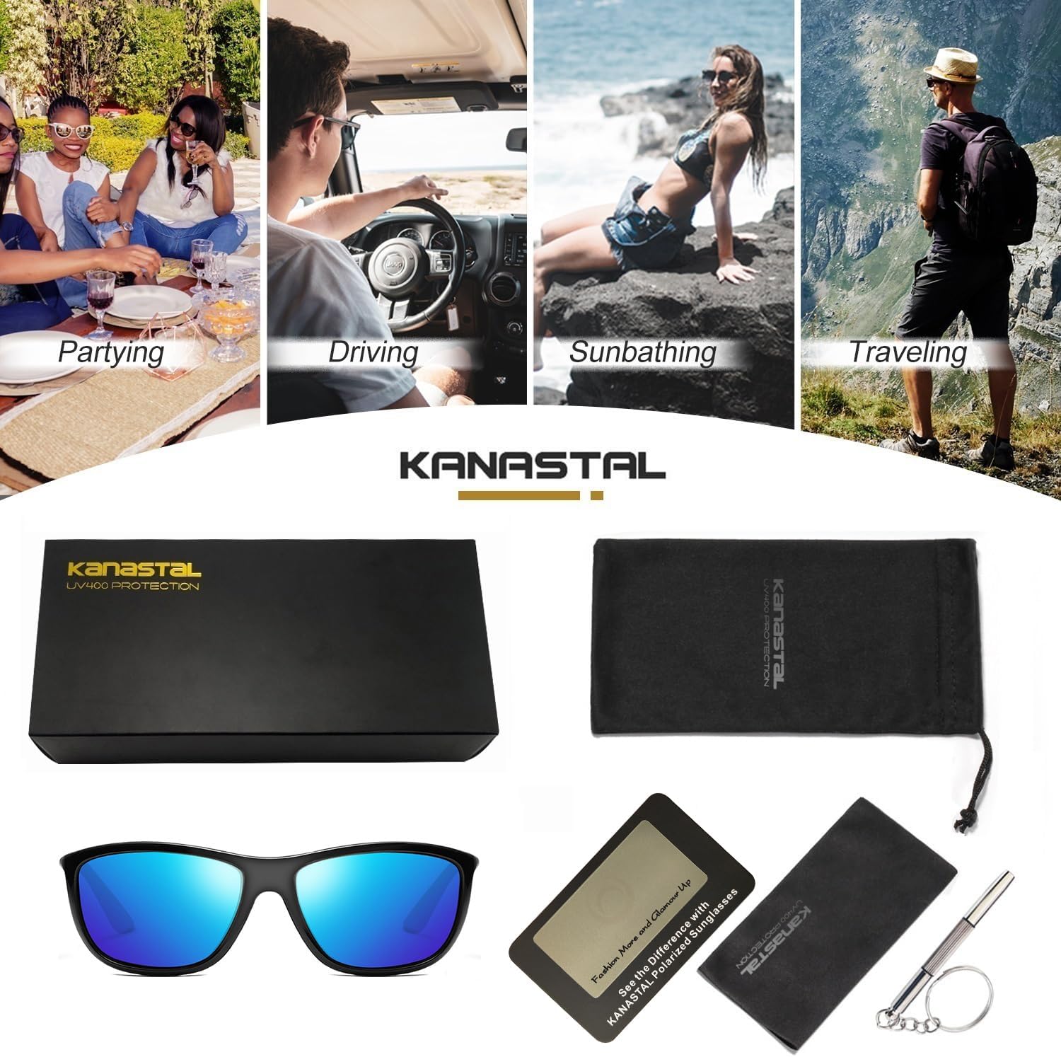 KANASTAL Sunglasses Men Women Sports Sun Glasses Polarized UV400 Square Racing Fishing Sunglasses - Image 6