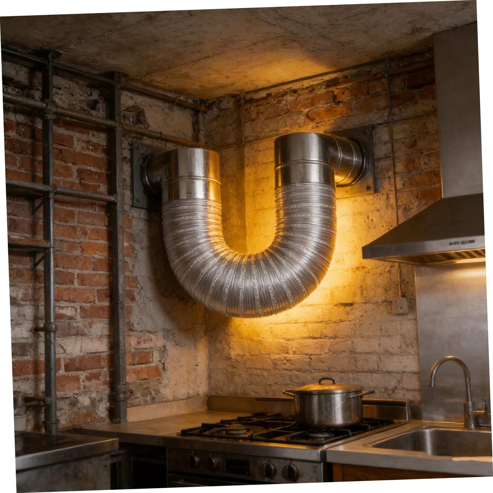 Raccordo a Gomito Flessibile in Alluminio Doppio Strato 40cm per Tubo di Scarico Stufa, Connettore Ermetico Resistente Alte Temperature per Canna Fumaria Interna, Installazione