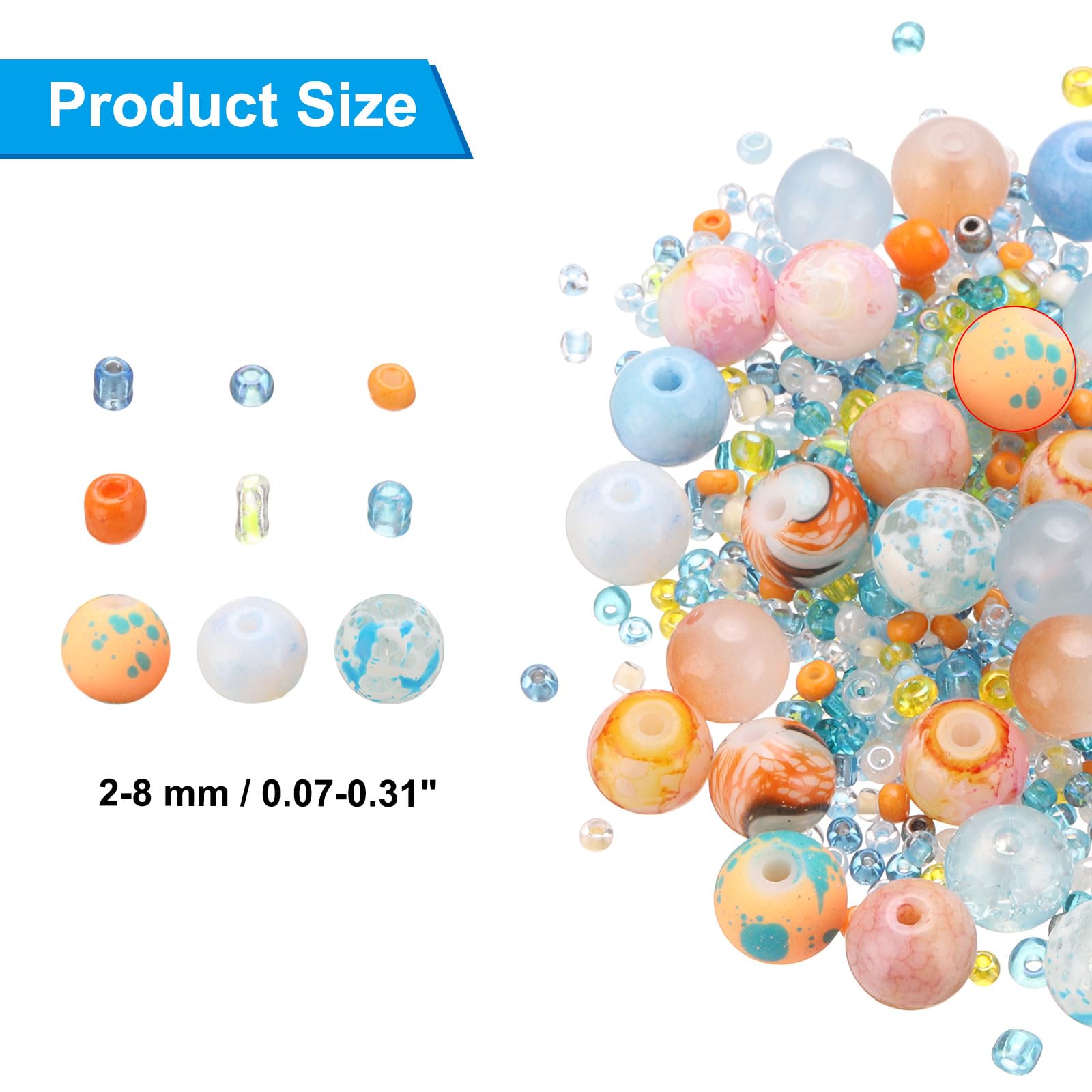 PATIKIL 2-8mm Assorted Glass Resin Beads - Image 2